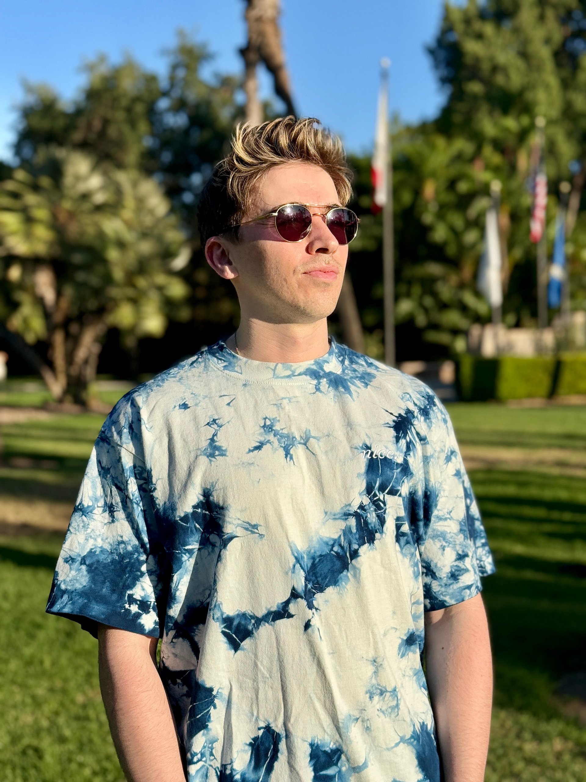 Nice. Embroidered Tie Dye Tee (Navy/White) product image (6)