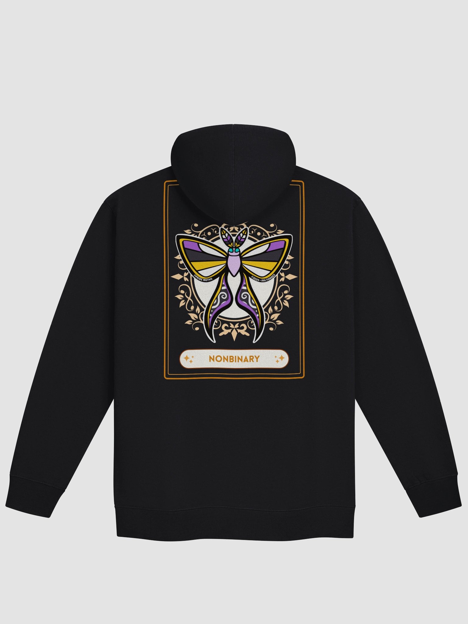 № 8 | NONBINARY PRIDE MOTH | TAROT CARD STYLE | ZIP-UP HOODIE product image (1)
