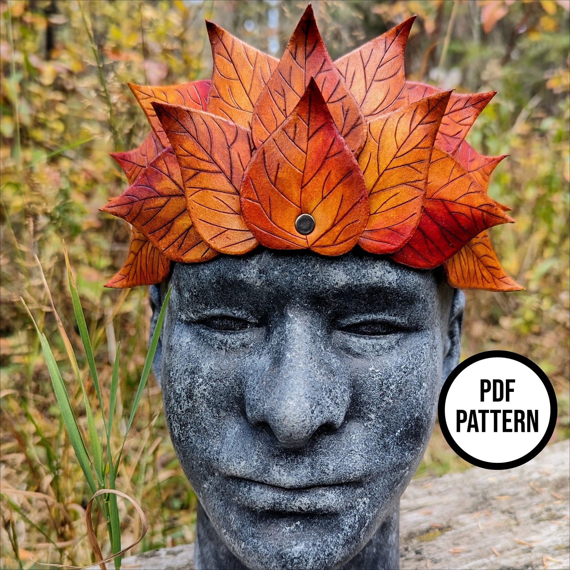Leather Leaf Crown - PDF Pattern for Leather product image (3)