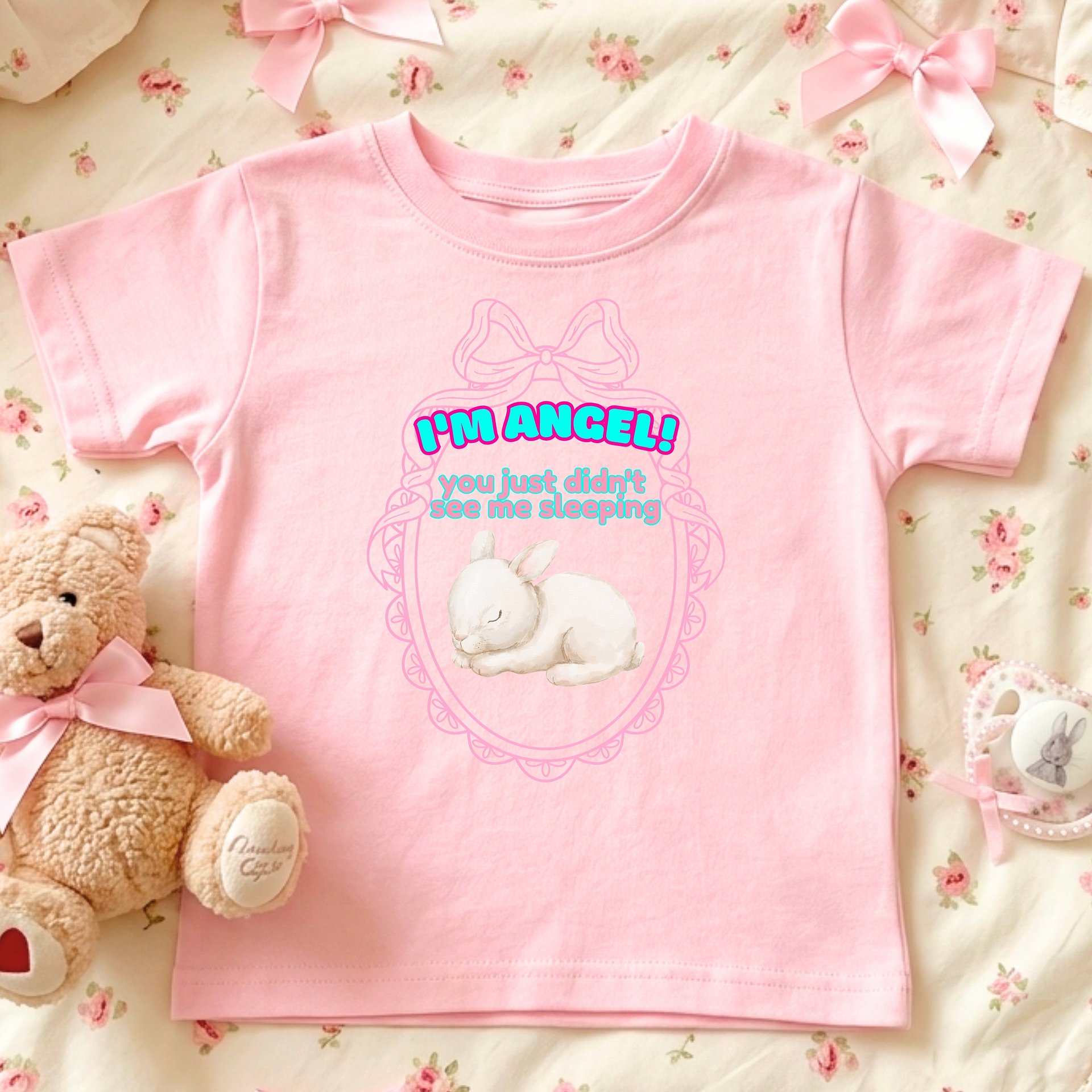 I'M ANGEL! you just didnt see me sleeping🩷Super Soft🪽T-shirt🩷 product image (1)