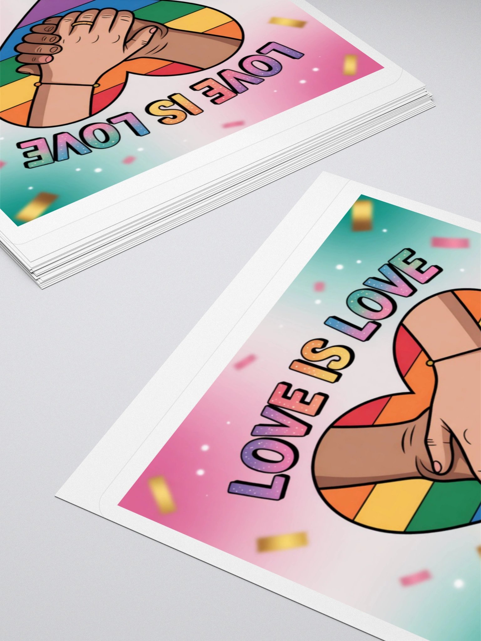 Love Is Love Pride Sticker - Rainbow Heart with Interlocking Hands Design product image (11)