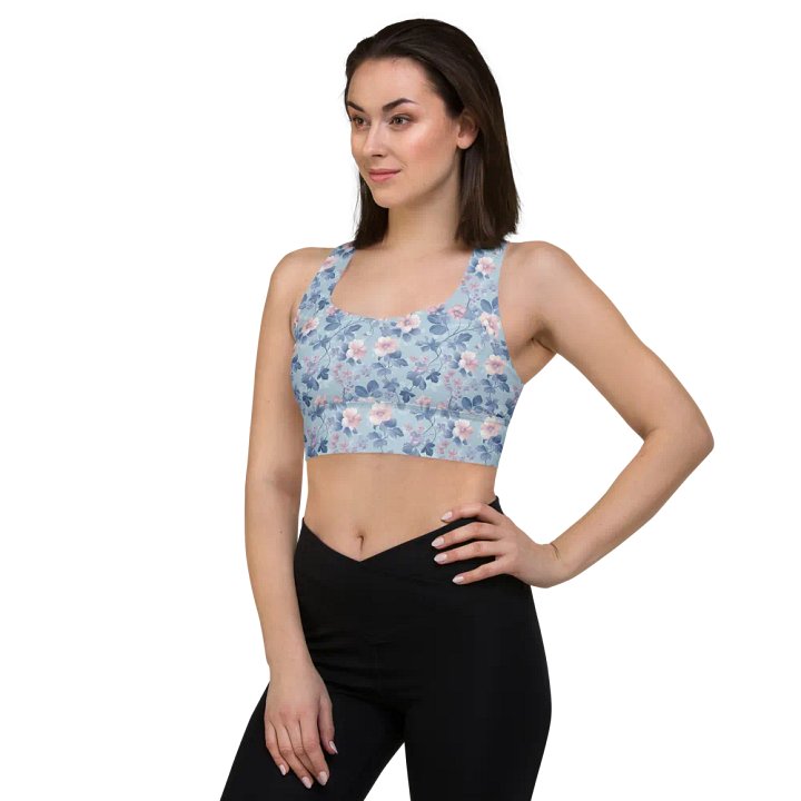 Serene Blue Blossoms Sports Bra product image (2)