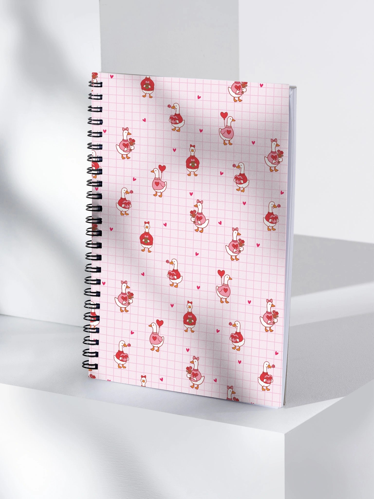 Pink Coquette Valentine Goose Spiral Dotted Journal/Notebook. product image (4)