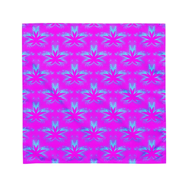 Pink Blue Pot Leaf Pattern Bandana, Cannabis Stoner Fashion Accessory product image (1)
