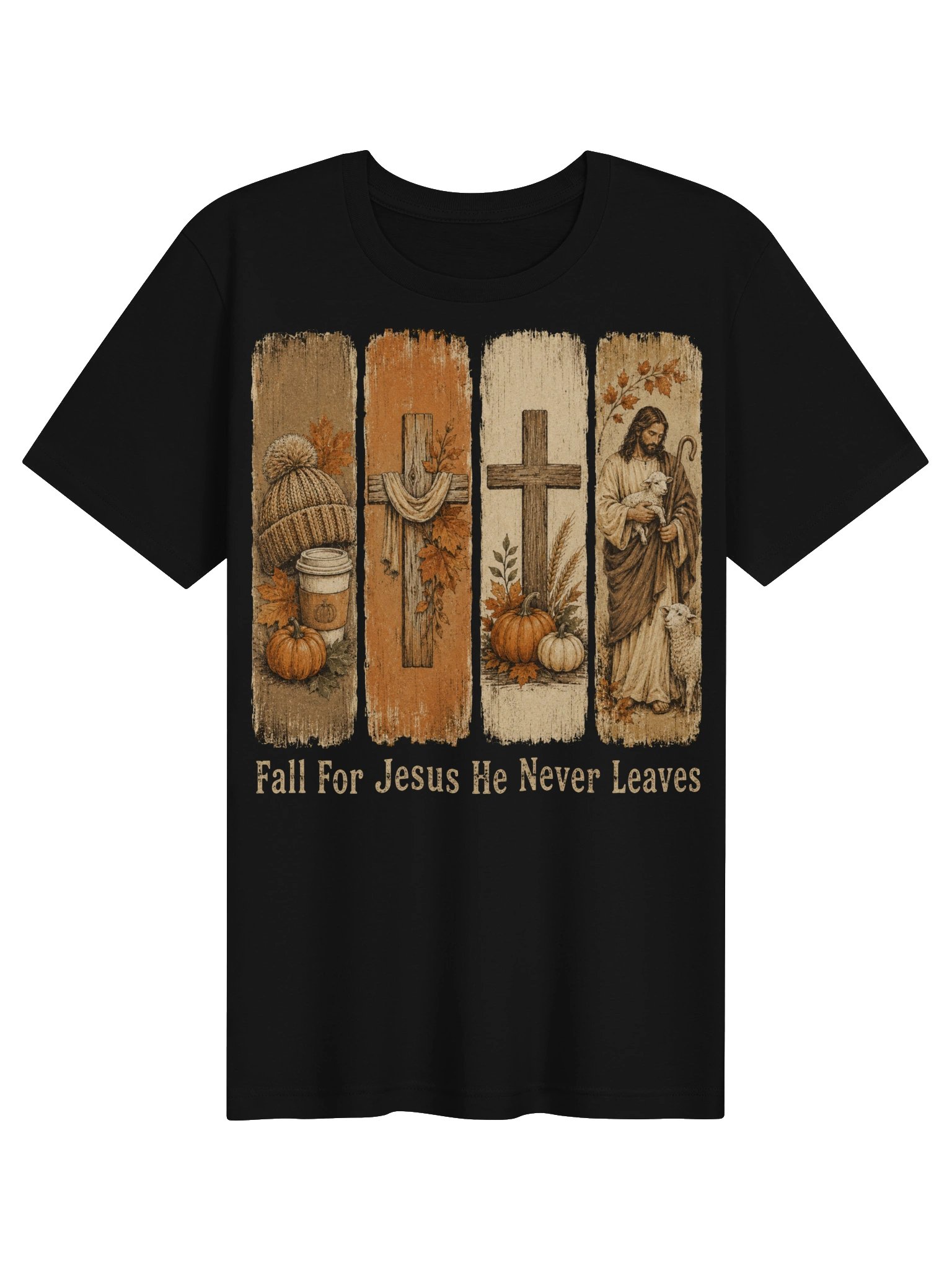 Fall For Jesus He Never Leaves tshirt | Thanksgiving Autumn Christian Shirt product image (2)