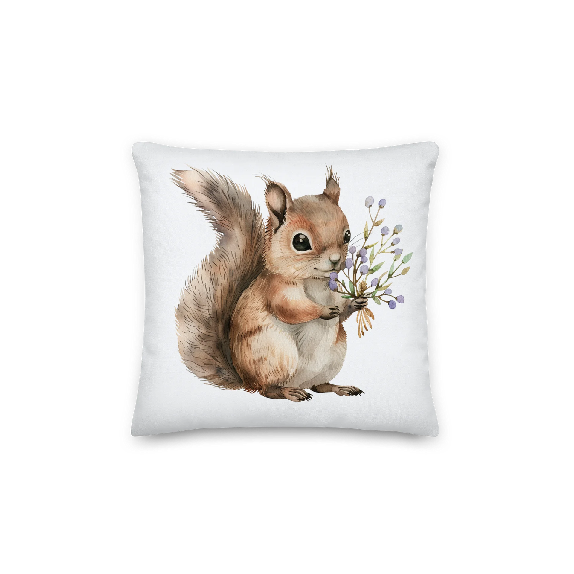 One More Place on the Bench — Two-Sided Summer Squirrel Pillow product image (1)