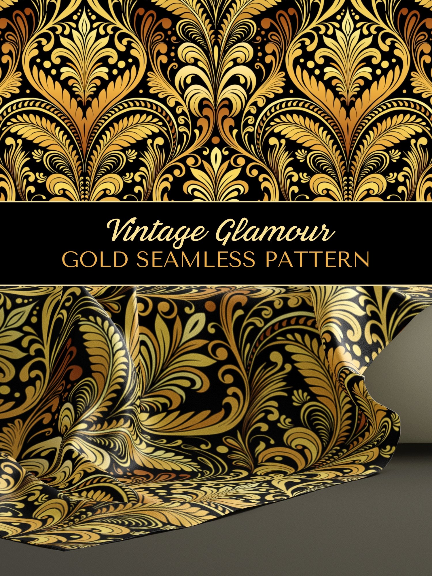 Gold Vintage Glamour Flourishes Single Seamless Pattern product image (8)