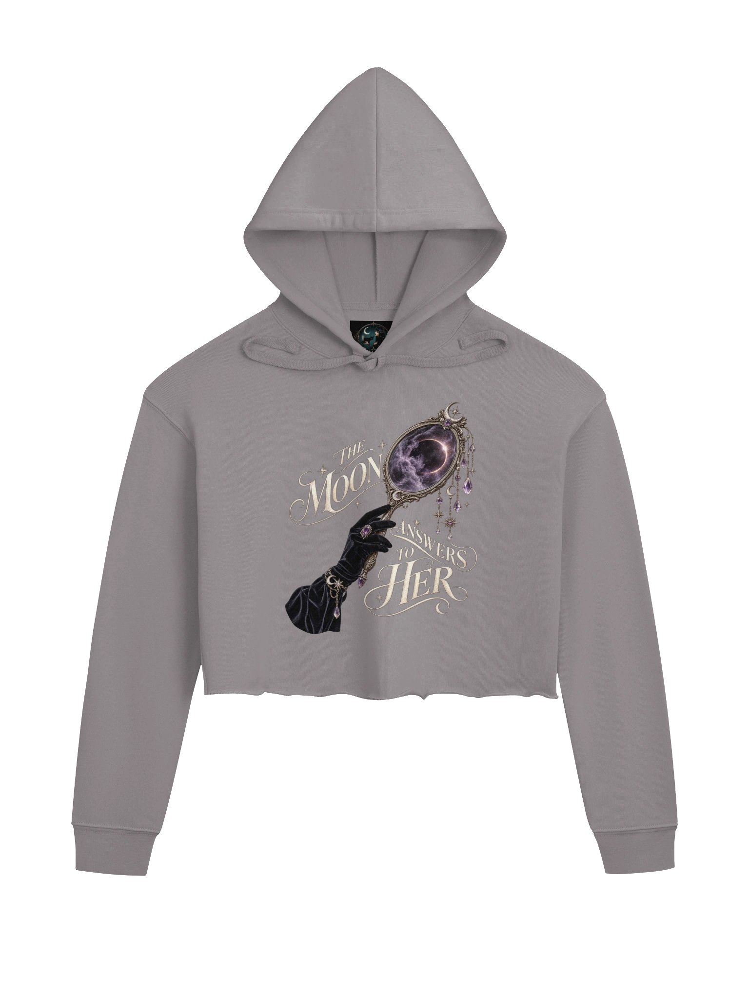 Celestial Moon Ritual — Gothic Lunar Women’s Cropped Pullover Hoodie product image (3)