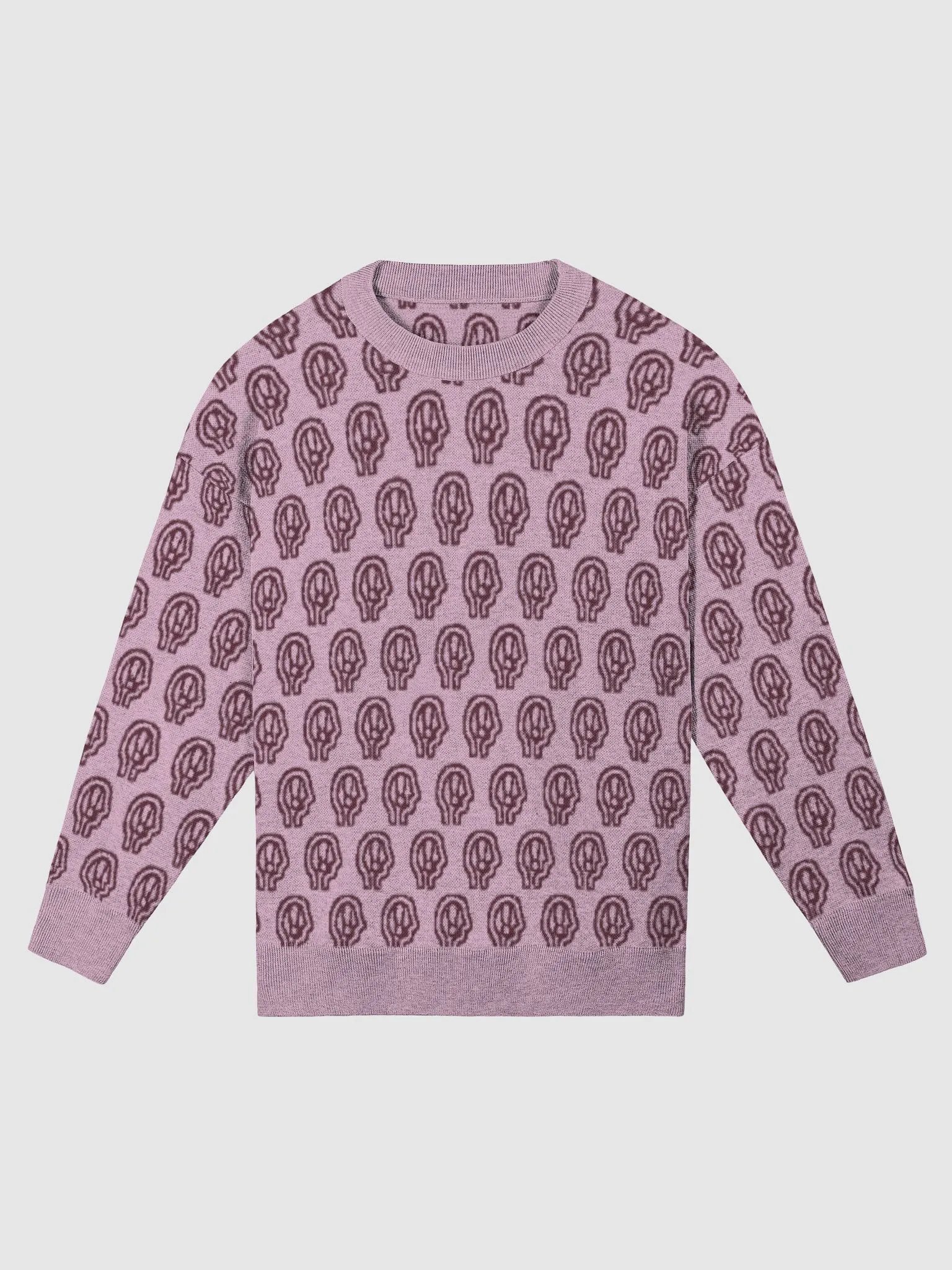 EXCLAIMING MENTALLY (repeating design, lilac and maroon) relaxed knitwear crewneck product image (3)