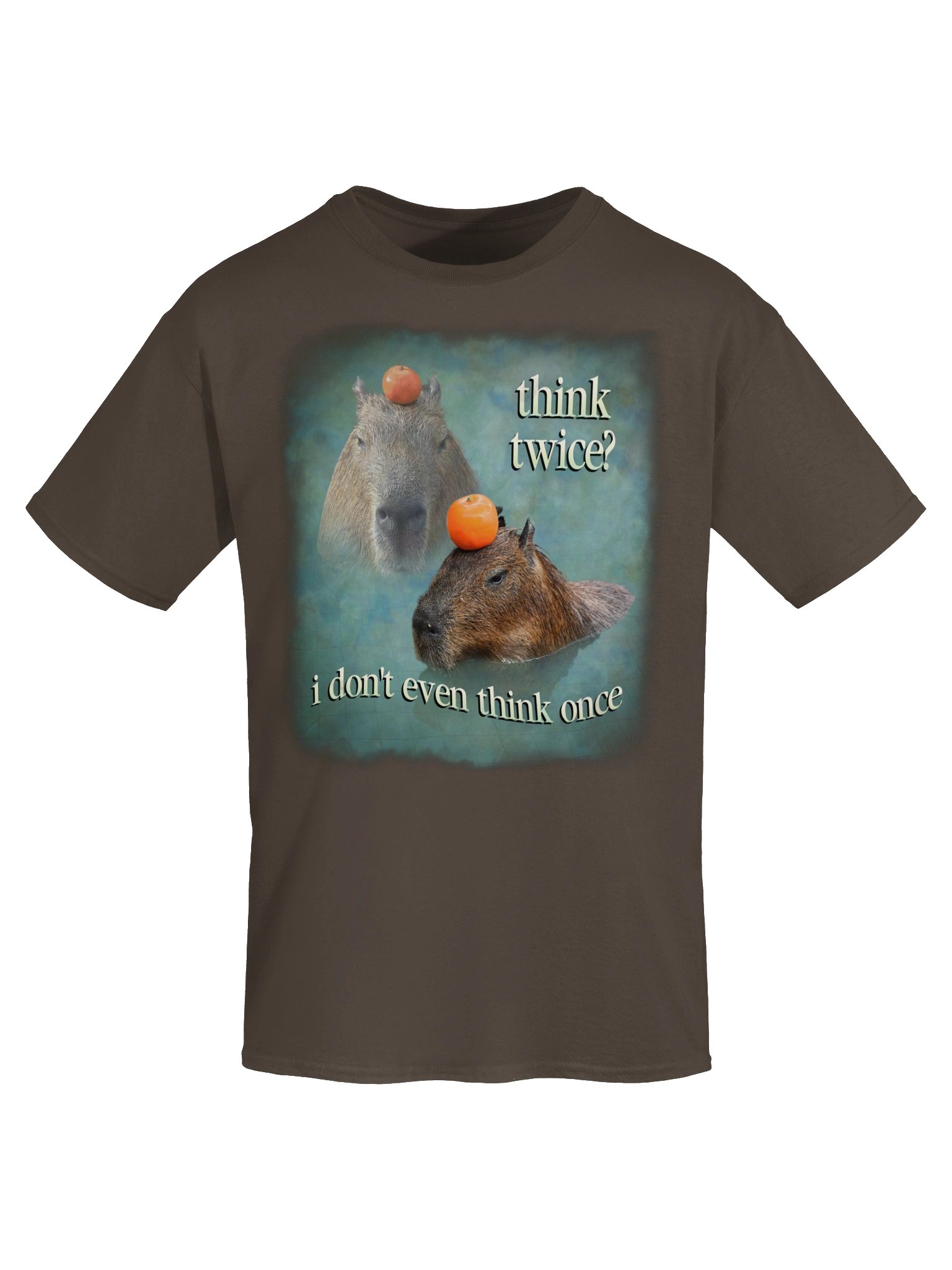 Think twice? I don't even think once capybara T-shirt product image (15)