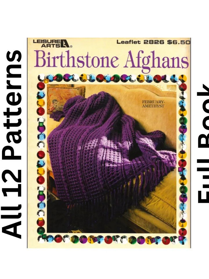 Crochet Birthstone Afghans Pattern Book , Full Book, all 12 patterns product image (1)
