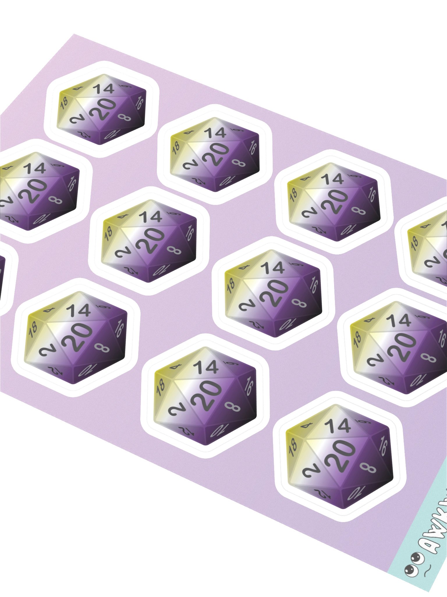 Non-binary Pride D20 Sticker Sheet product image (2)