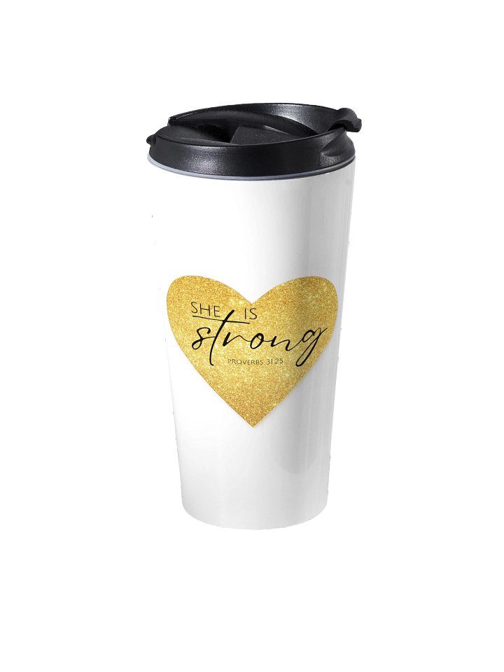 Proverbs 31:25 She is Strong Travel Mug product image (1)