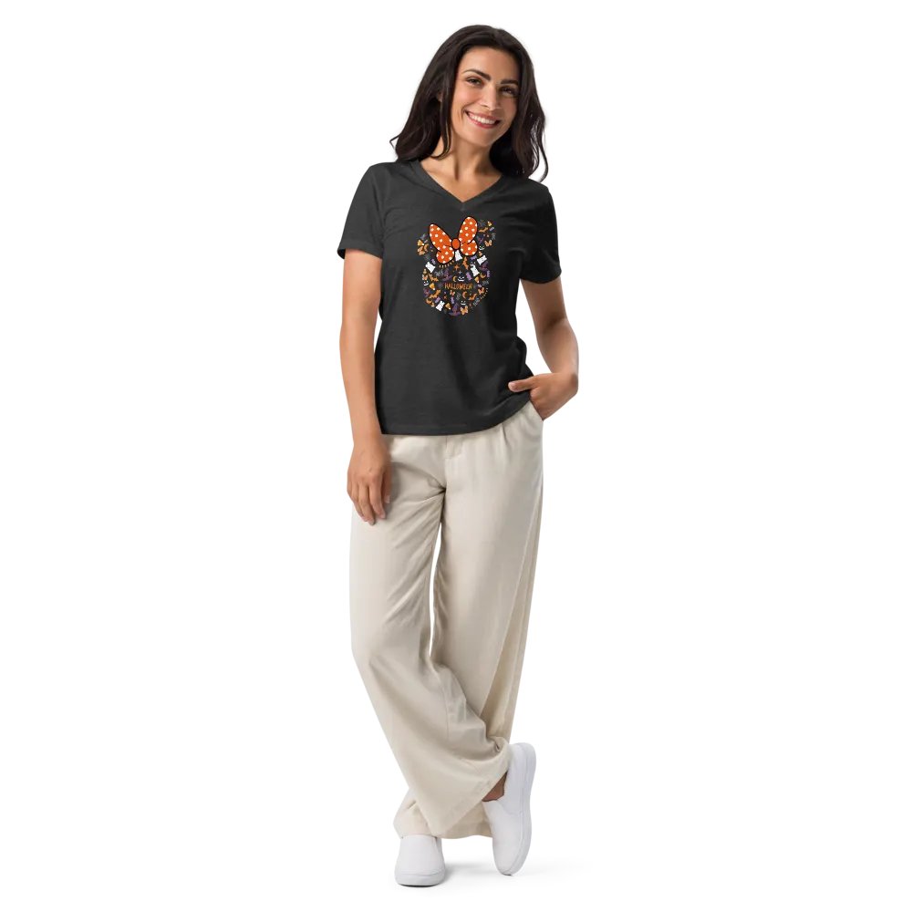 Disney Halloween Minnie Mouse Mosaic V-Neck Tee product image (34)