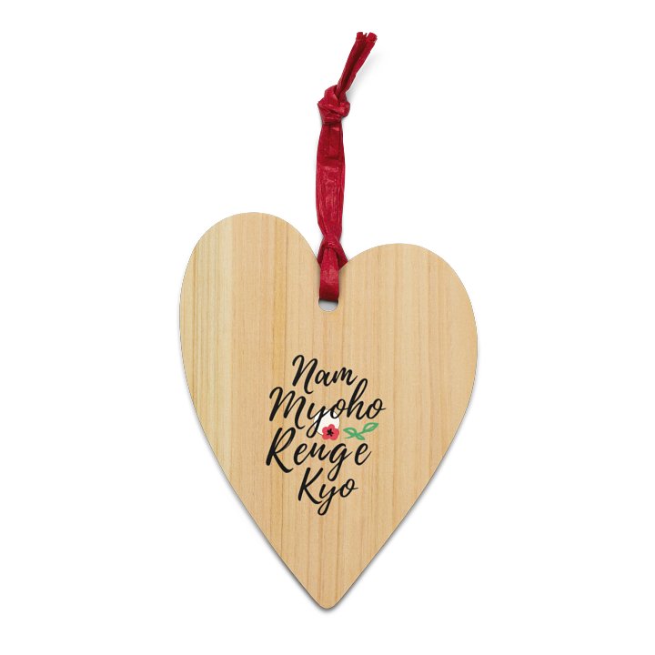 Nam Myoho Renge Kyo Heart-Shaped Wooden Ornament product image (2)