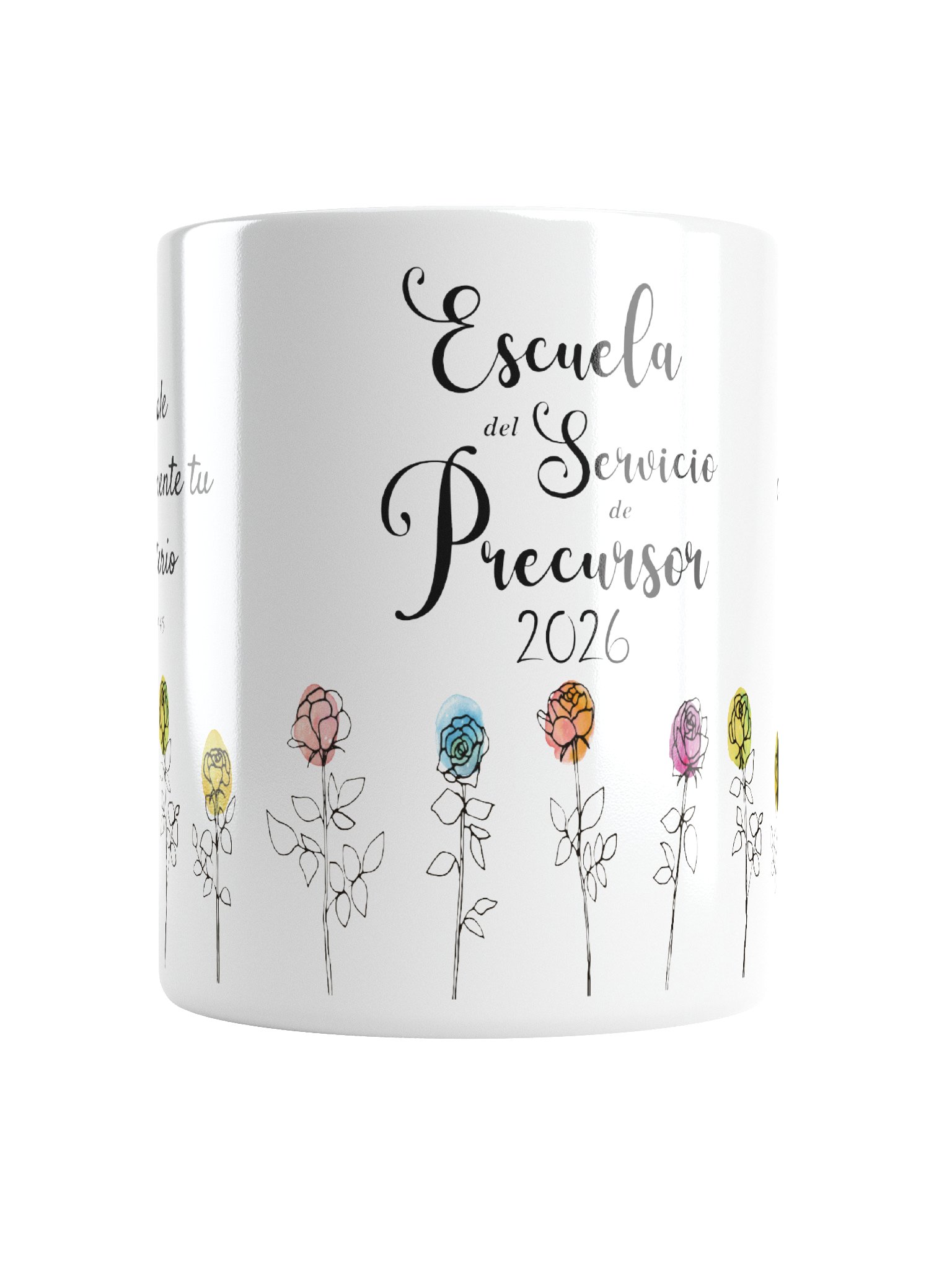 Taza Escuela del Servicio de Precursor 2026 – 2 Timoteo 4:5 Floral Inspiradora product image (1)