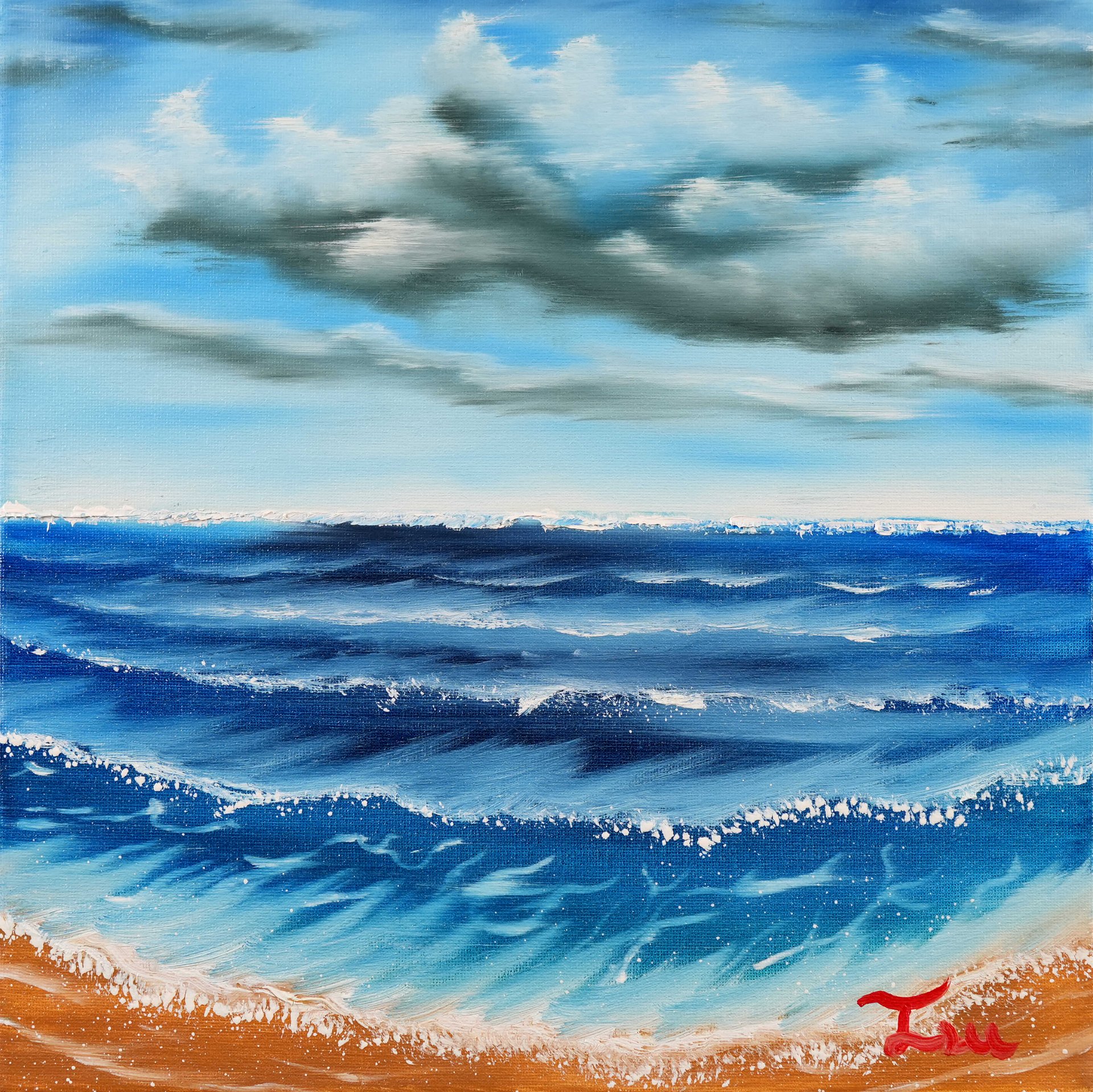 The Day Ocean (Original) 12x12 Canvas product image (1)
