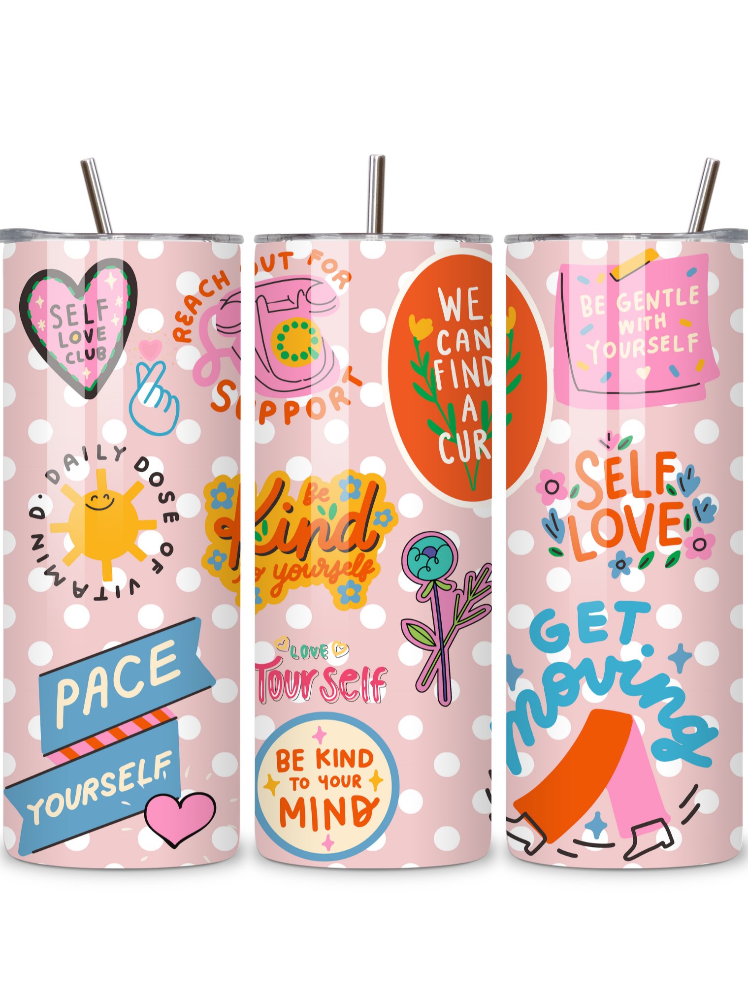Inspirational Quotes 20oz Skinny Tumbler, Motivational Design, Double-Walled Insulated Stainless Steel, Metal Straw, Gift for Women, Teens, and Positivity product image (5)
