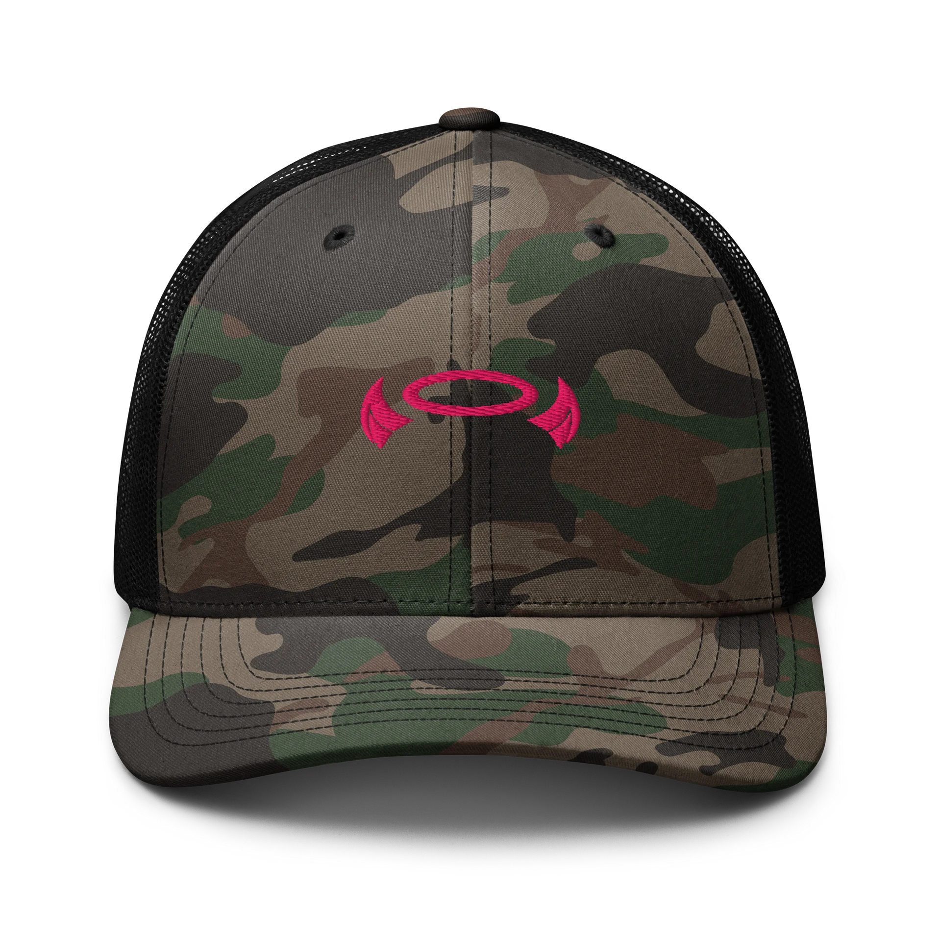 Booty Demon Halo & Horns Women's Camo Embroidered Trucker Hat product image (1)