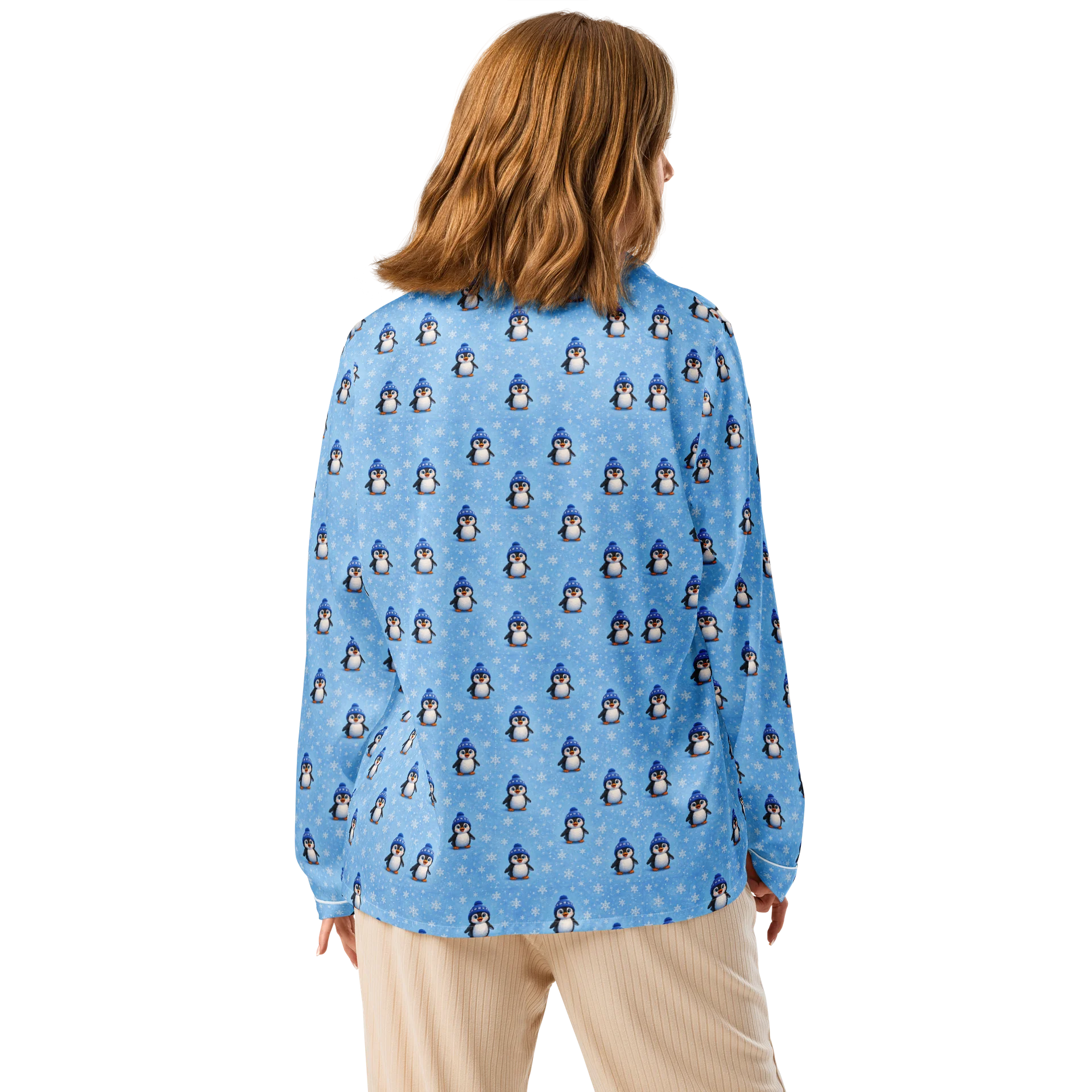 Max the Penguin Snowfall Women's Long-Sleeve Pajama Top product image (3)