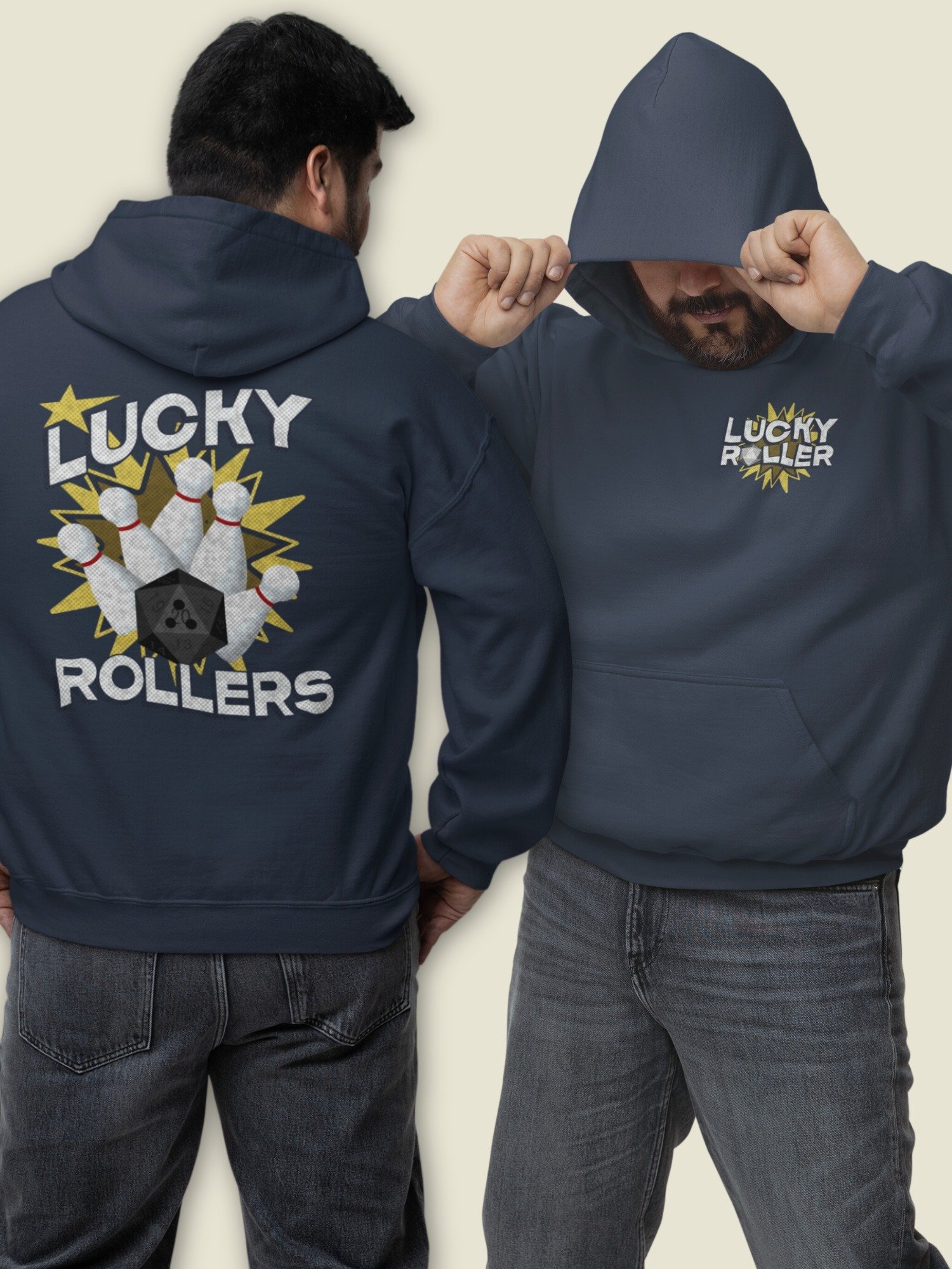 Retro Bowling Team Hoodie for Board Gamers - D20 Lucky Rollers product image (1)