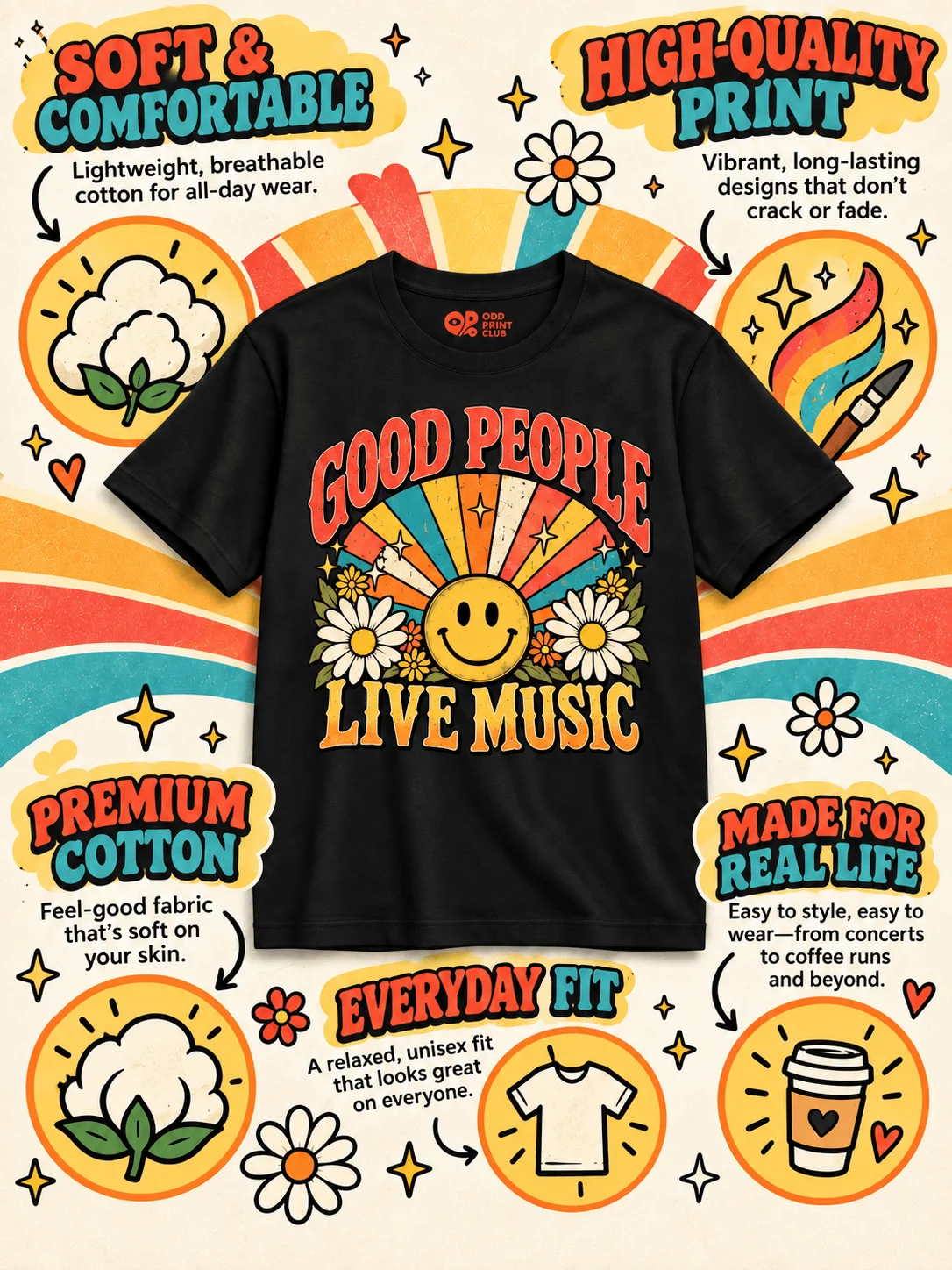Good People Live Music Retro Concert T-Shirt product image (3)