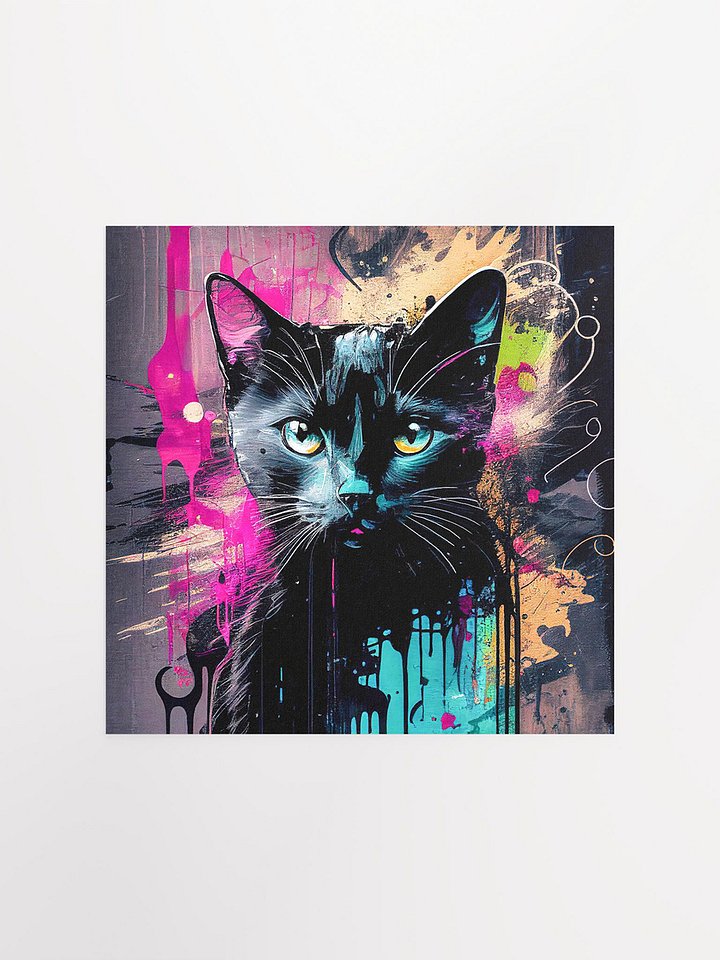 Graffiti Inspired Black Cat Studio Art Print product image (1)
