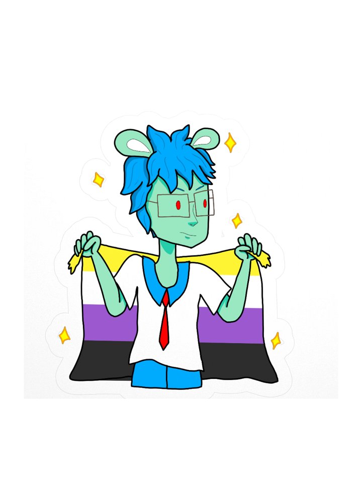 Nonbinary flag kiss cut sticker (featuring Yuxuan) product image (1)