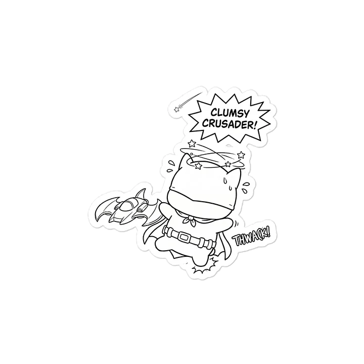 Clumsy Crusader – Kawaii Bat-Cat Vinyl Sticker product image (2)