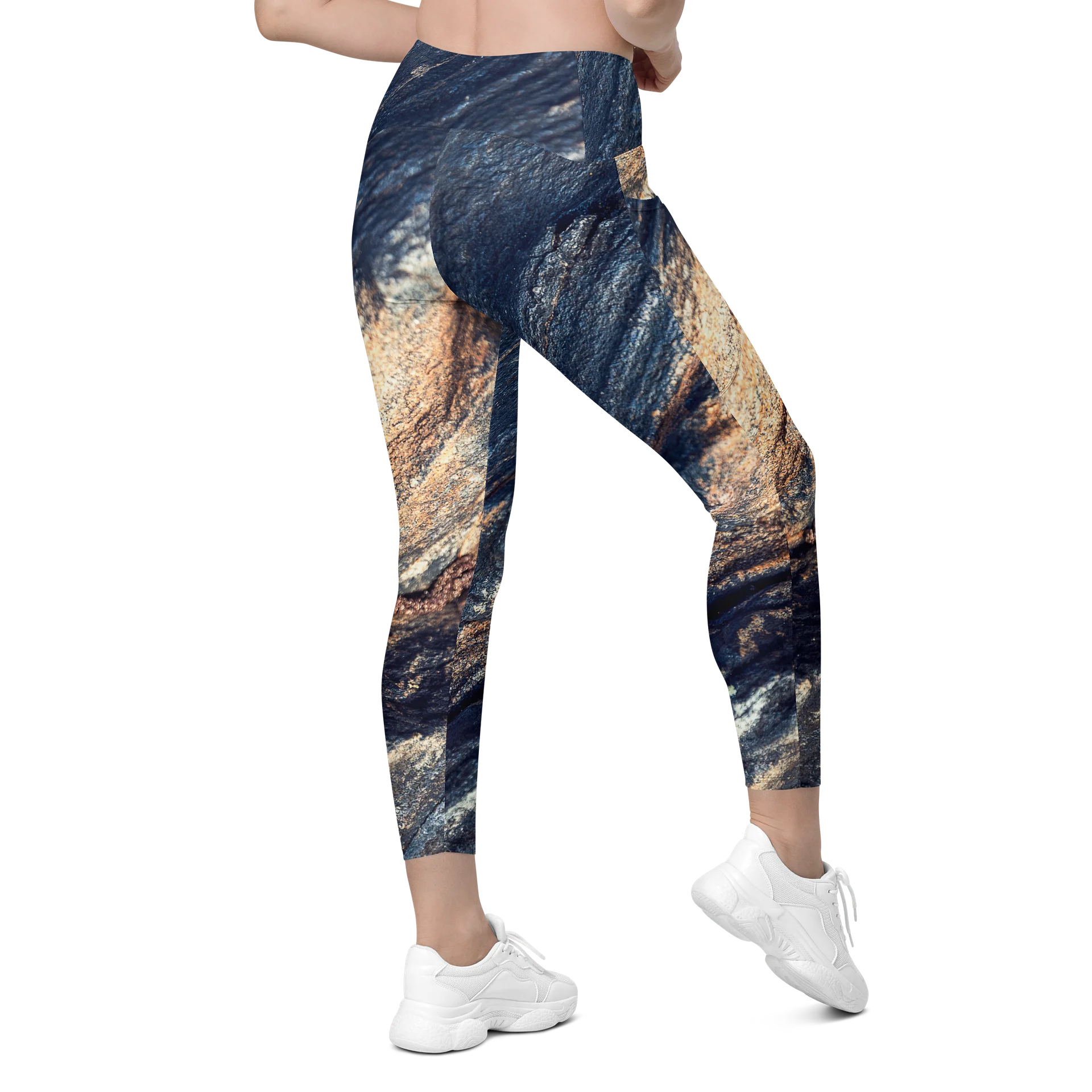 Obsidian Vein Women's Crossover High-Waisted Leggings with Dual Pockets product image (9)