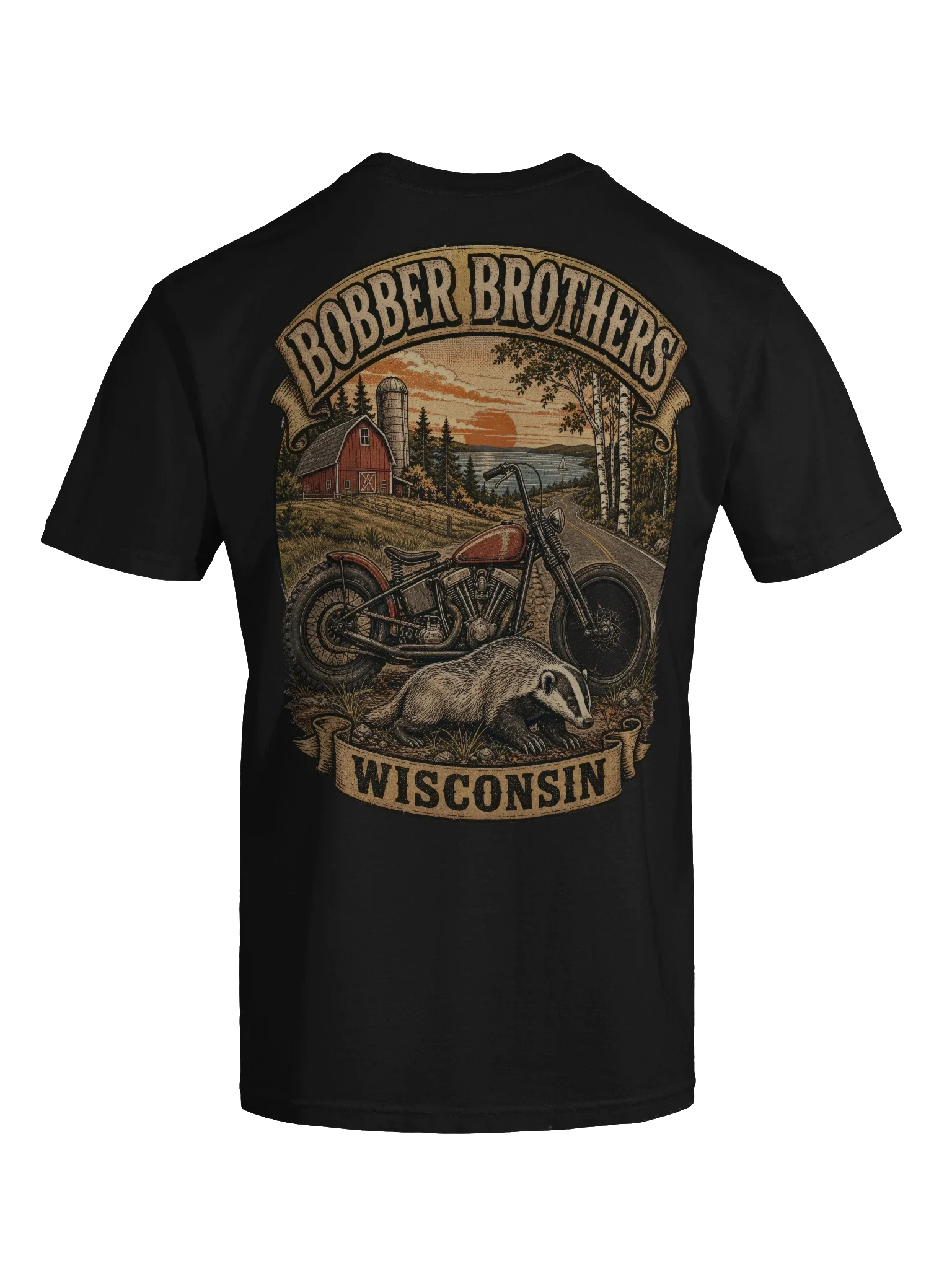 Wisconsin motorcycle t-shirt design by Bobber Brothers