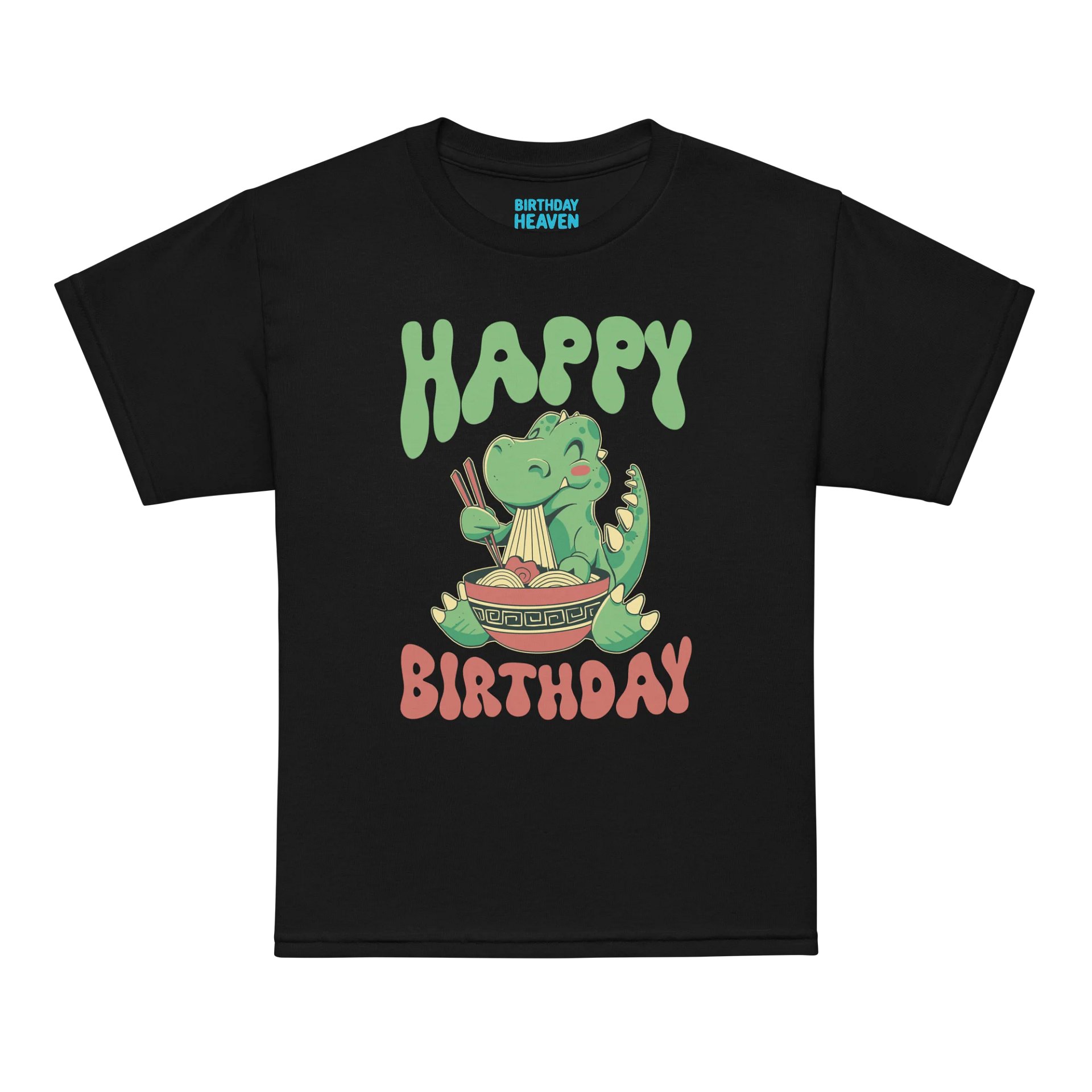 Happy Birthday (Dinosaur Eating Noodles) T-Shirt For Kids product image (7)