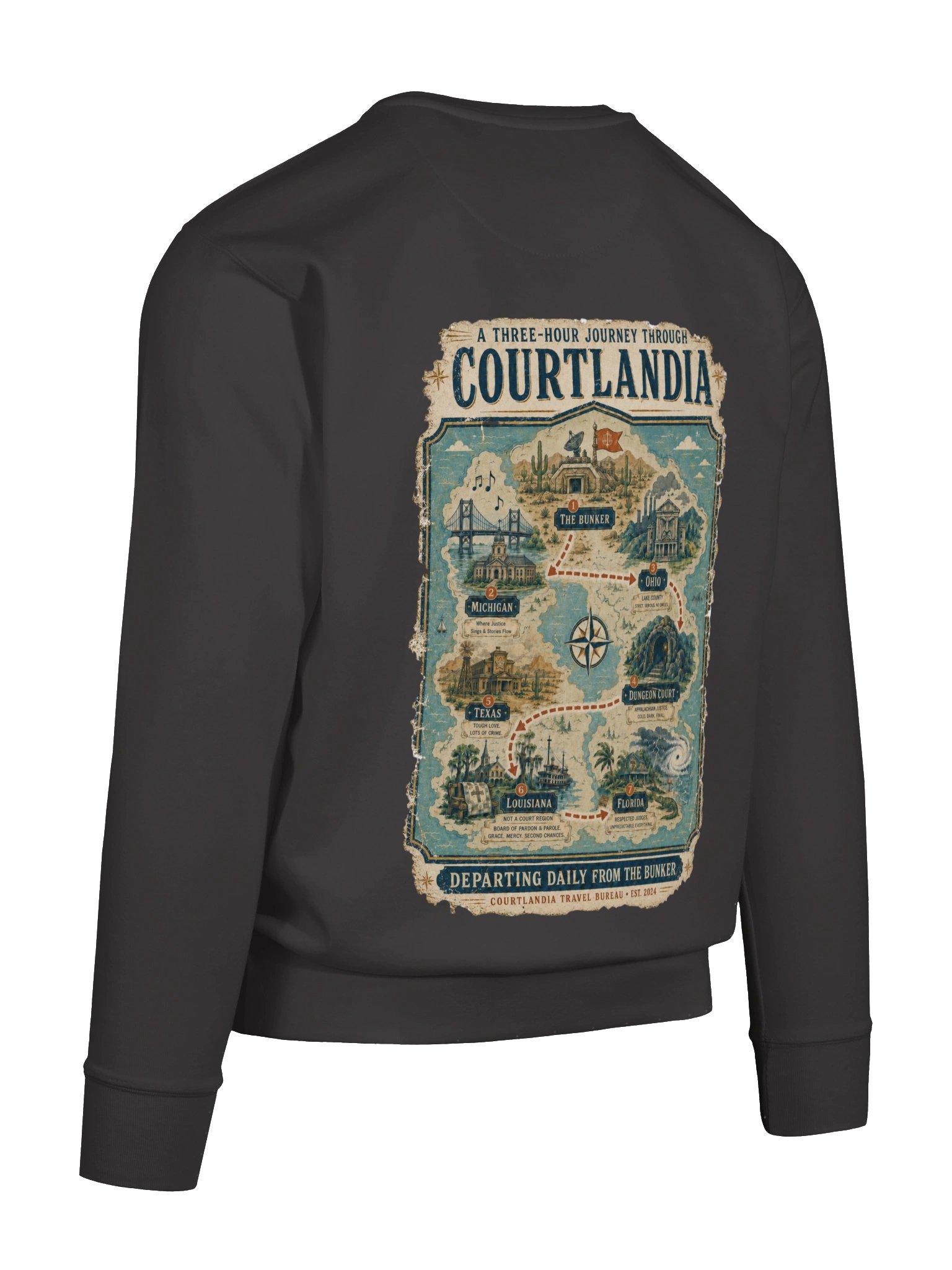 Courtlandia Travel Bureau Vintage Tourist Map Sweatshirt product image (67)