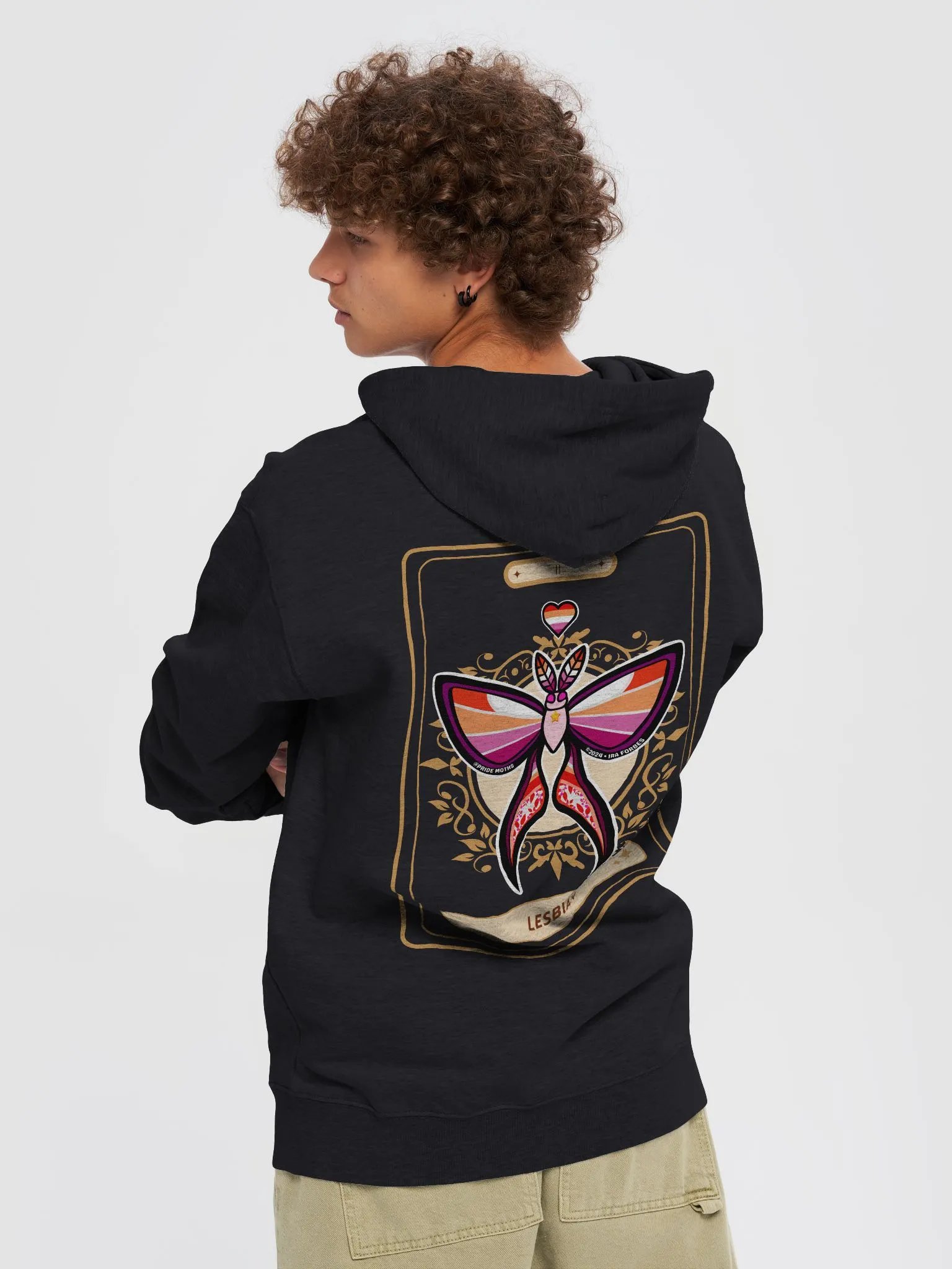 № 2 | LESBIAN PRIDE MOTH | TAROT CARD STYLE | ZIP-UP HOODIE product image (2)