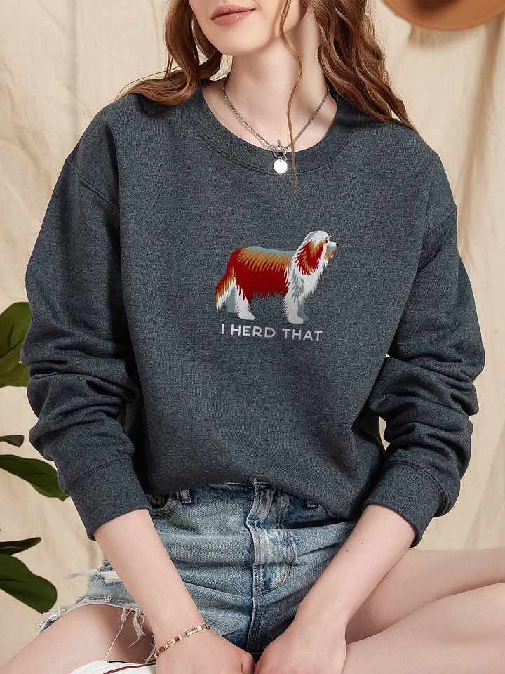 I Herd That Sweatshirt (Embroidered) of a Bearded Collie(Red & White) product image (2)