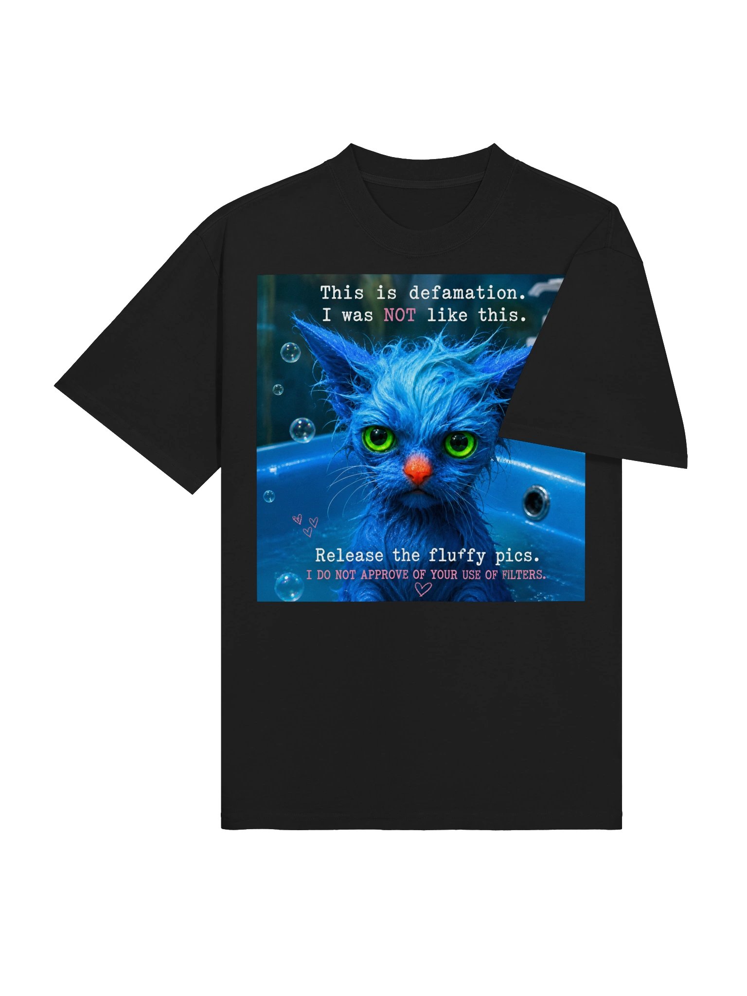 Funny Blue Cat T-Shirt | “This Is Defamation” Unisex Graphic Tee | Cute Grumpy Cat Gift product image (5)