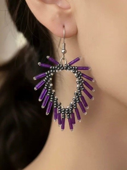 Beading Pattern - Bugle Bead Fringe Earrings product image (3)