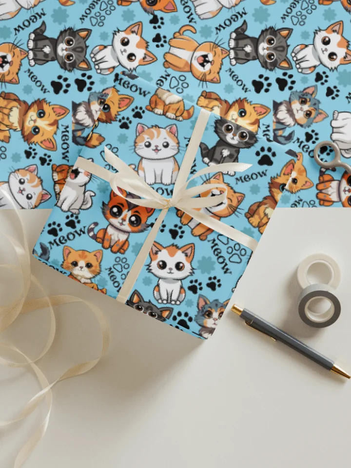 Meow Magic Wrapping Paper - Blue product image (1)