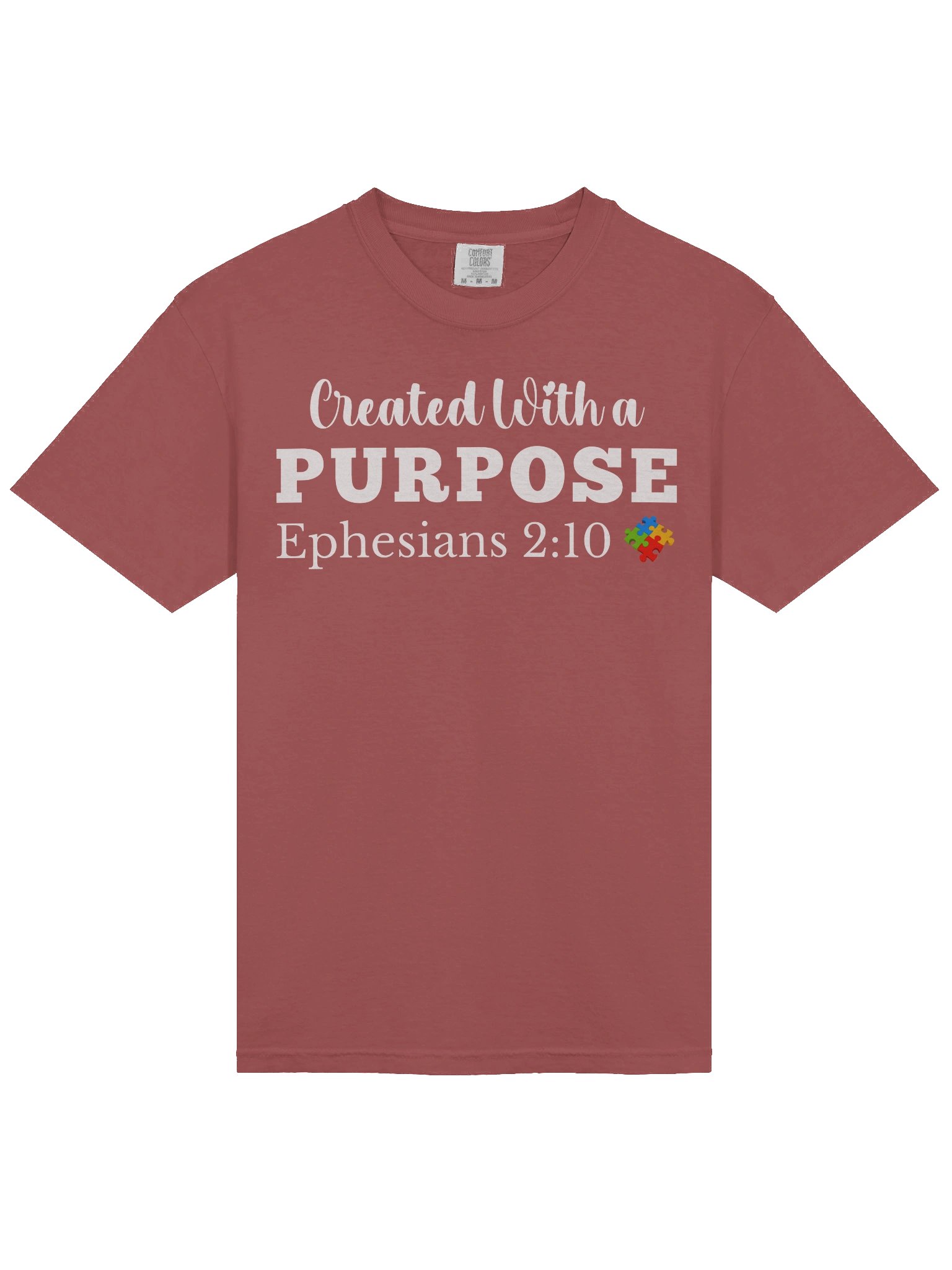 Created With A Purpose : Comfort Colors T-shirt | Christian Faith | Autism Acceptance I Gift To Mom, Dad, Child With Autism product image (3)