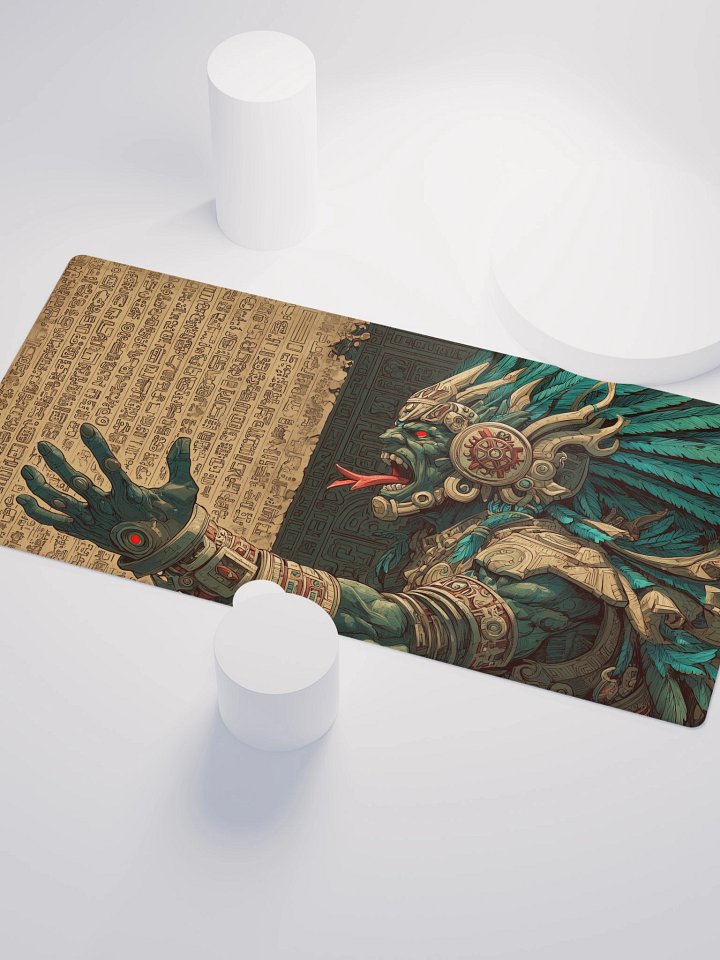 Techno-Aztec Fury – XXL Gaming Mouse Pad with Cyber Warrior Design product image (1)