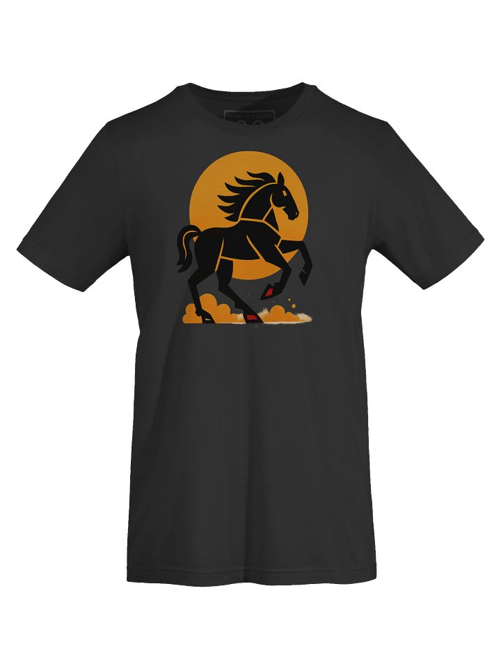 Sunrise Gallop – Horse Art T‑Shirt Cubist Sunrise Stallion Tee by M‑Art and Design product image (1)