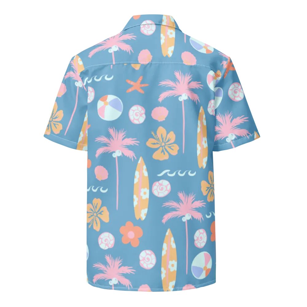 Retro Beach Blue Hawaiian Shirt product image (8)