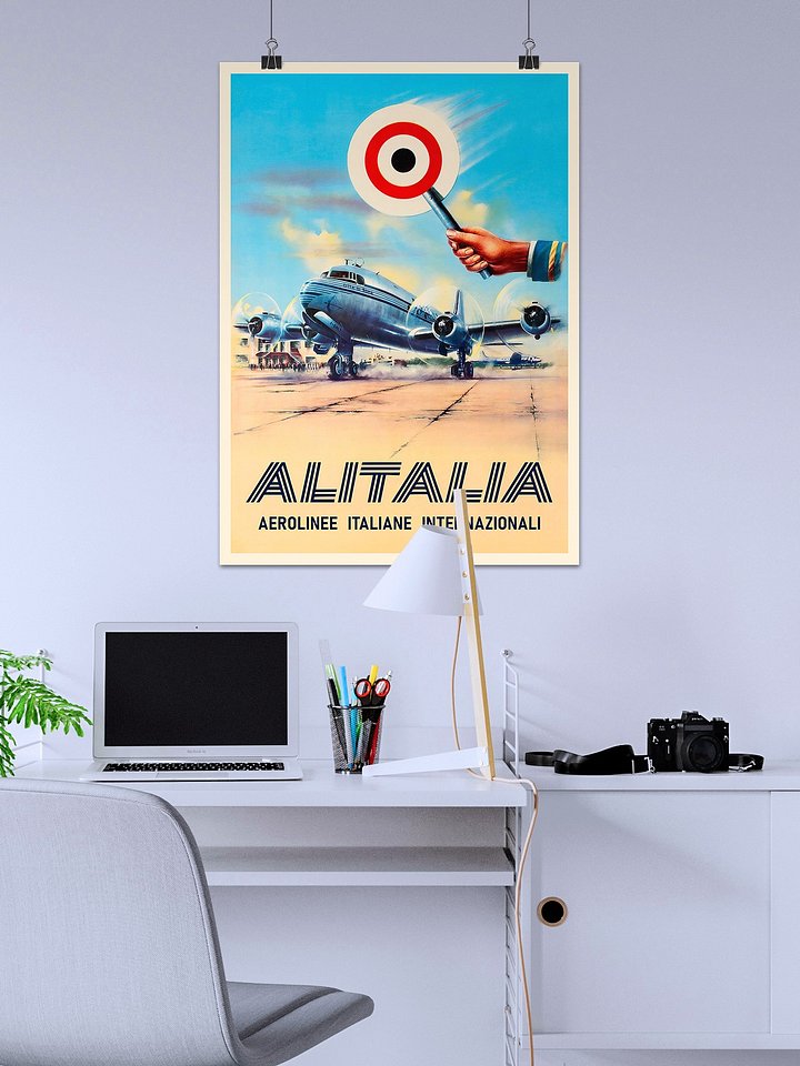 AlItalia (Italy, Air Lines), 1950s — retro vintage travel poster, retro travel art, retro travel wall art product image (2)