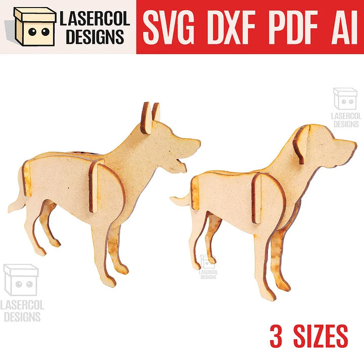 Dogs 3d Puzzle (3 Sizes) Set 1 - Laser Cut Files product image (1)