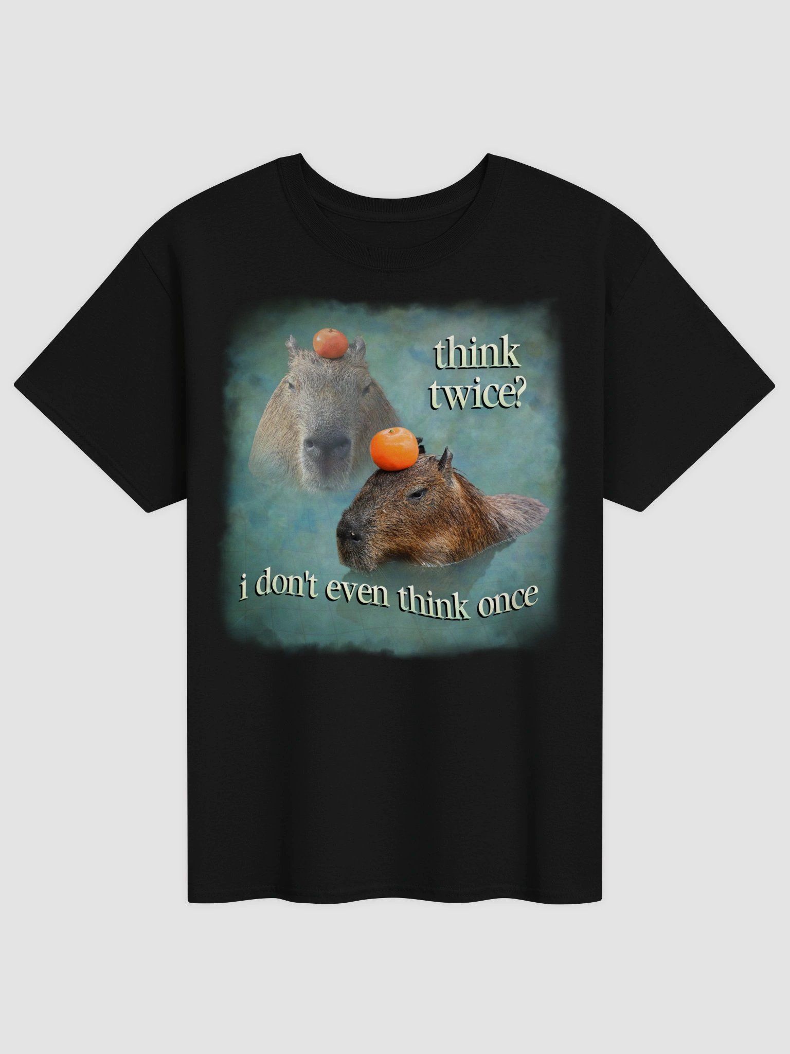 Think twice? I don't even think once capybara T-shirt product image (9)