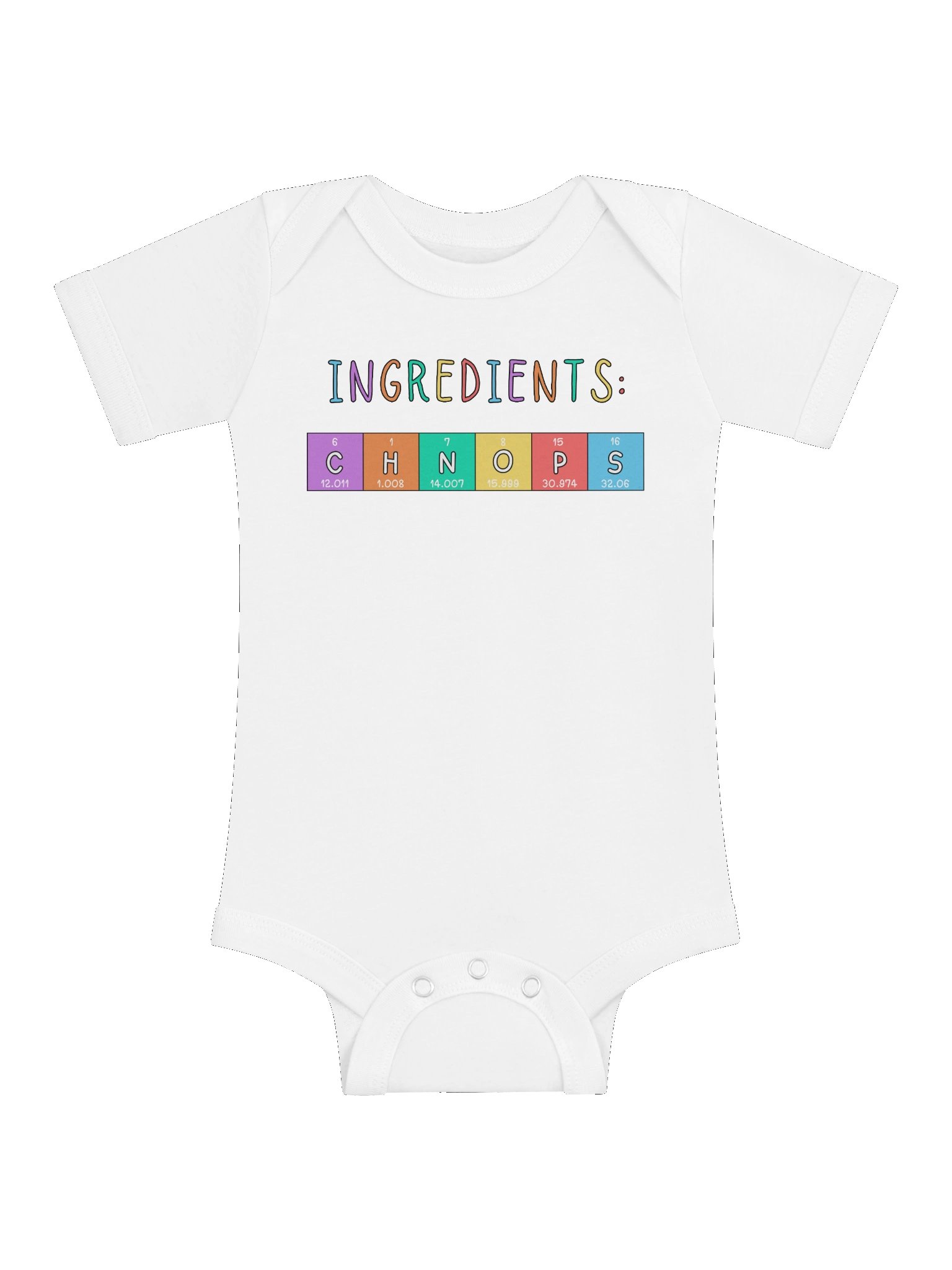CHNOPS Elements of Life - Science Baby Onesie in White product image (1)