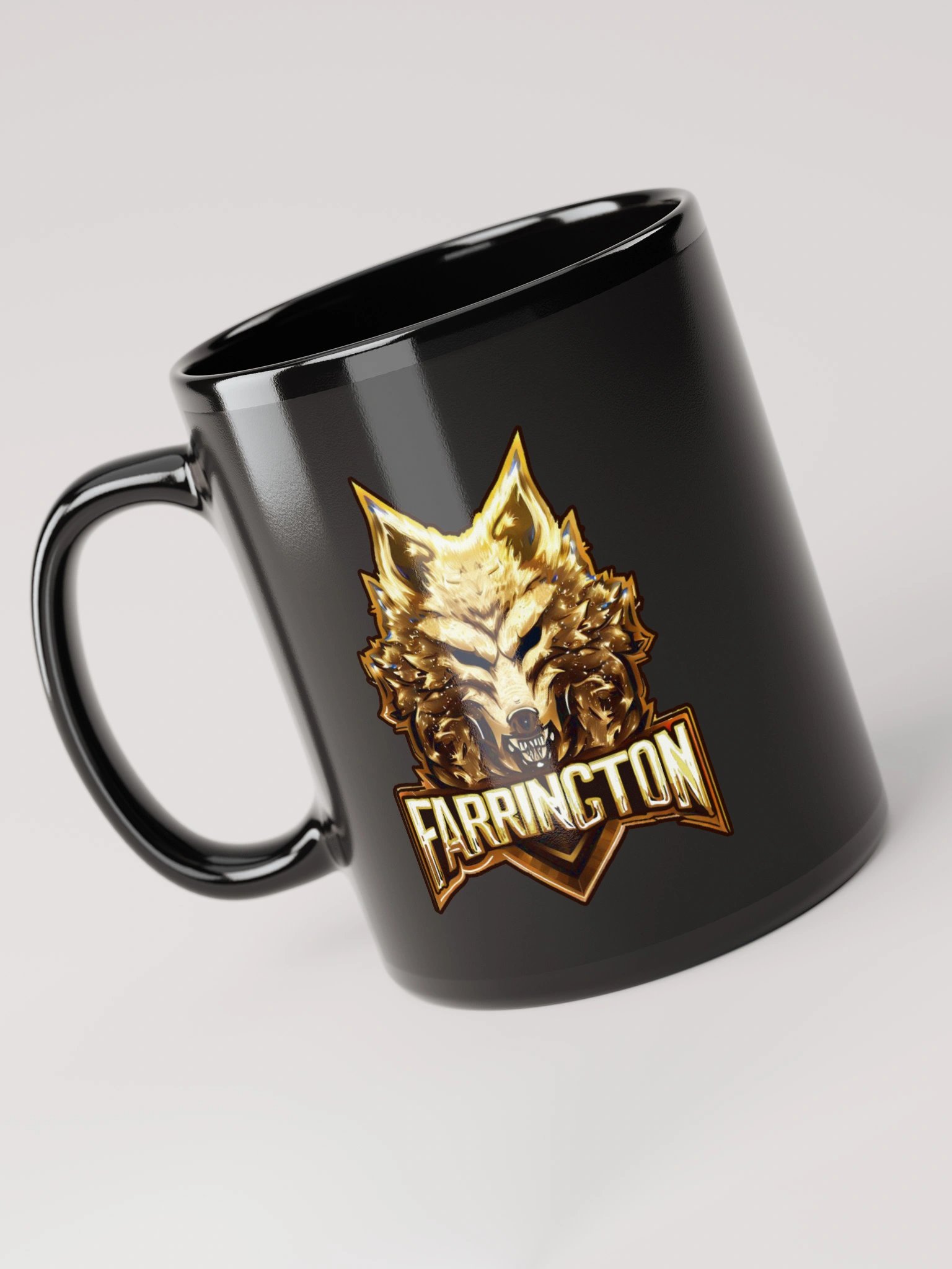 Golden Wolf Glossy Black Mug product image (5)