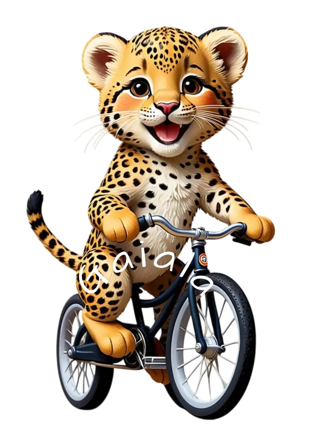 Baby Leopard Riding a Bike Kid Nursery Print Child Wall Art product image (1)