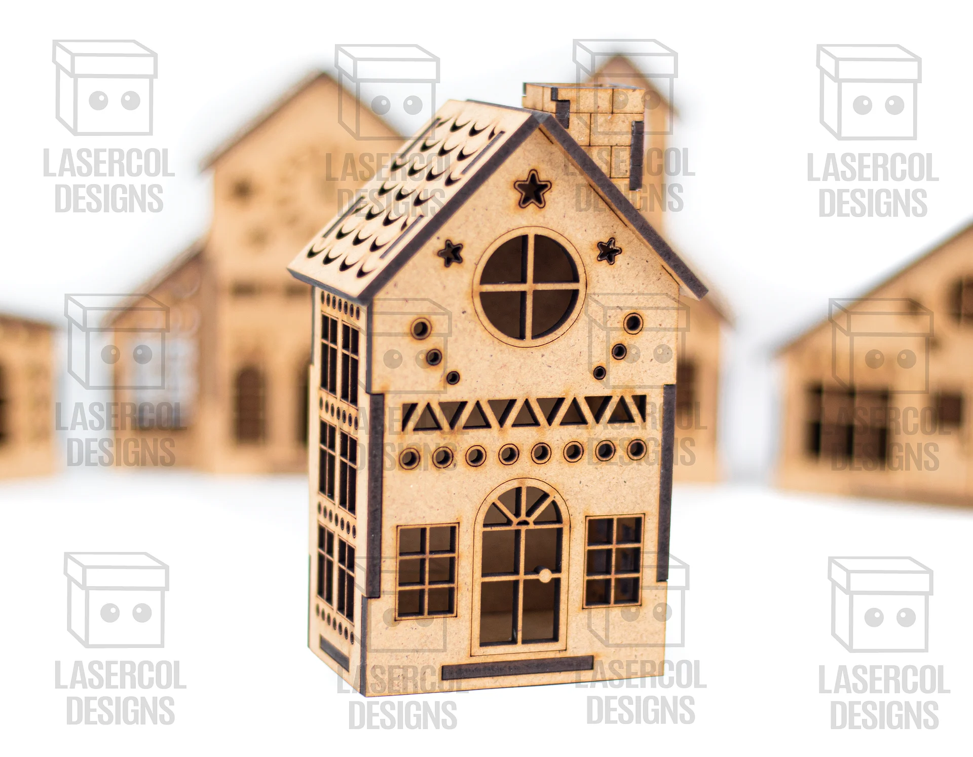 Christmas Houses Set 1 (5 Styles) - Laser Cut Files product image (9)