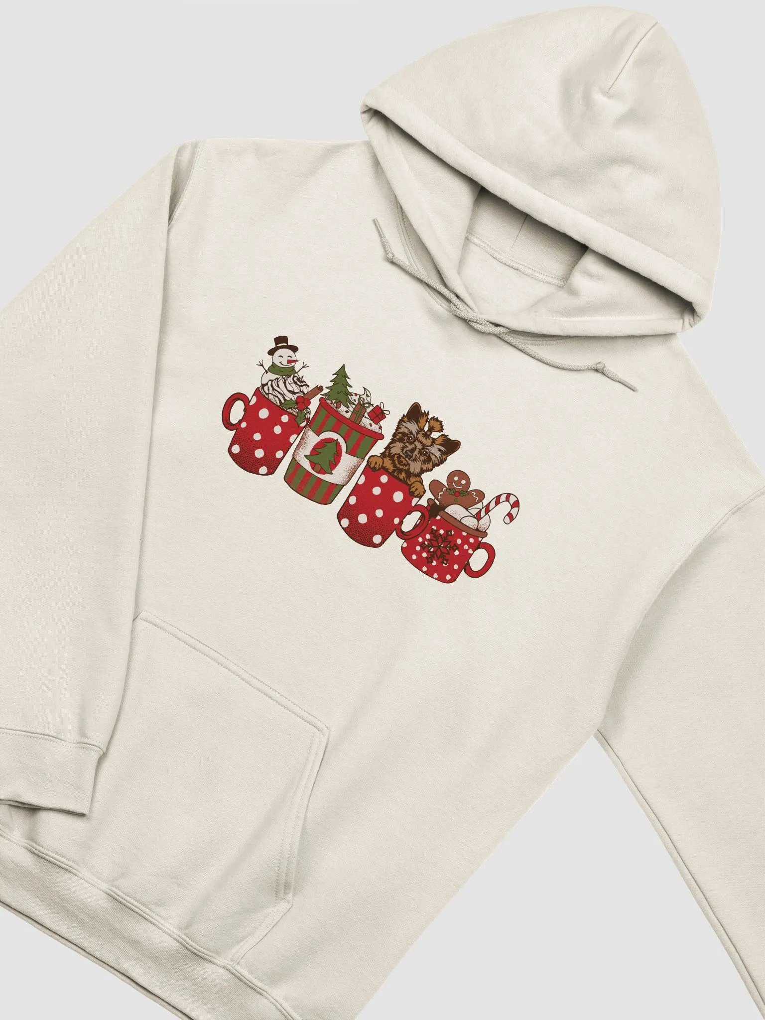 Cute Yorkshire Terrier in a Christmas Cup Hooded Sweatshirt | Funny Christmas Yorkie Pup in a Cup product image (20)